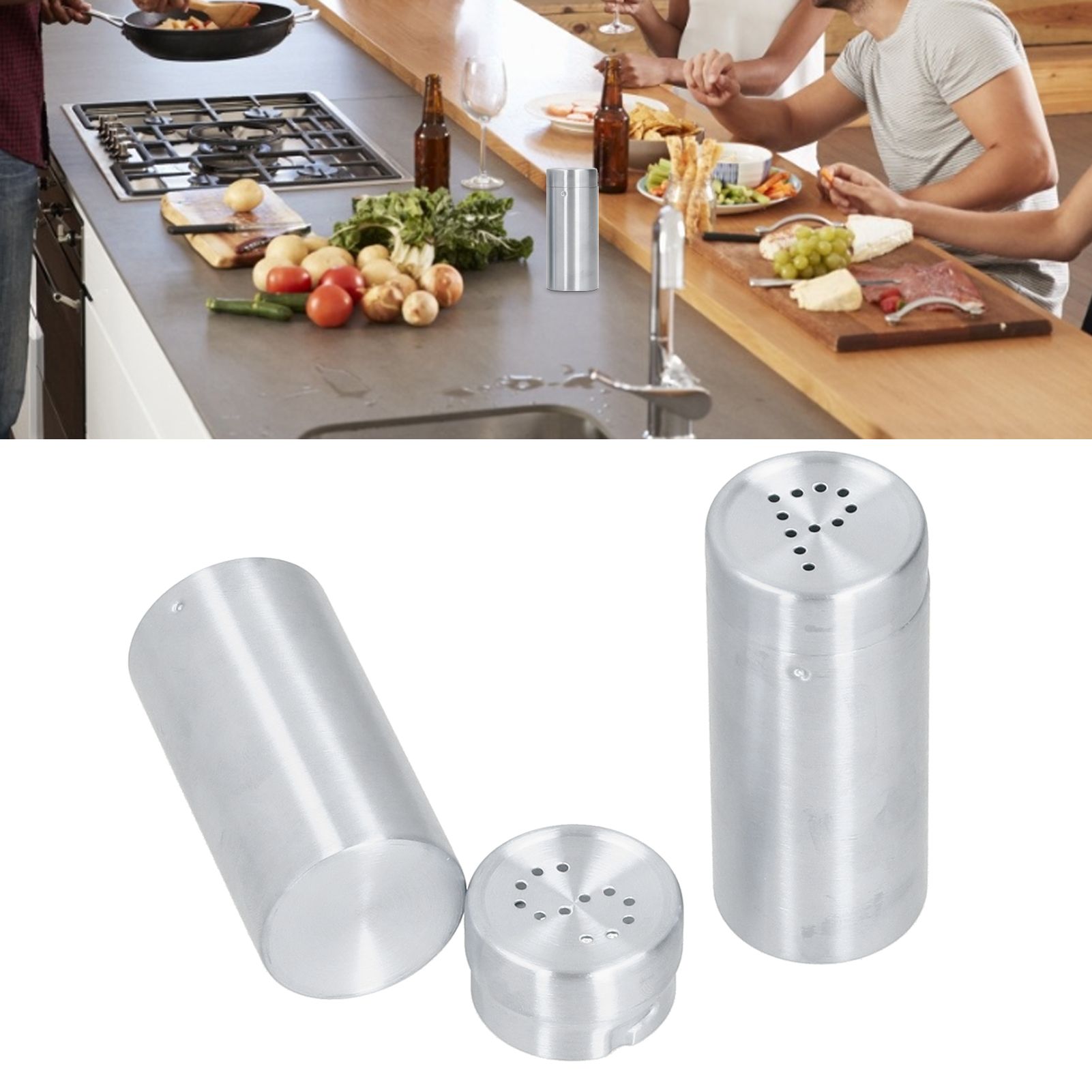 2pcs Spice Jar Stainless Steel Seasoning Bottle Salt and Pepper Shaker Kitchen view 12