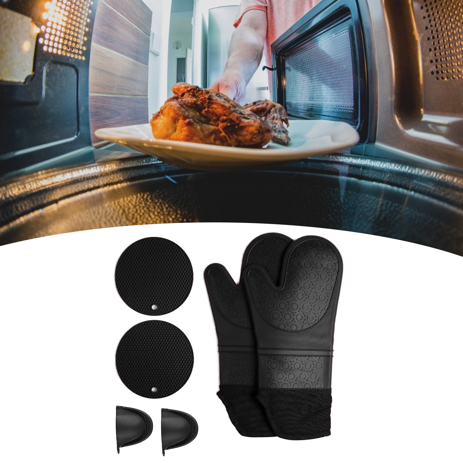 Insulation Gloves Thickened Silicone Barbecue Microwave Oven Anti Scalding view 11