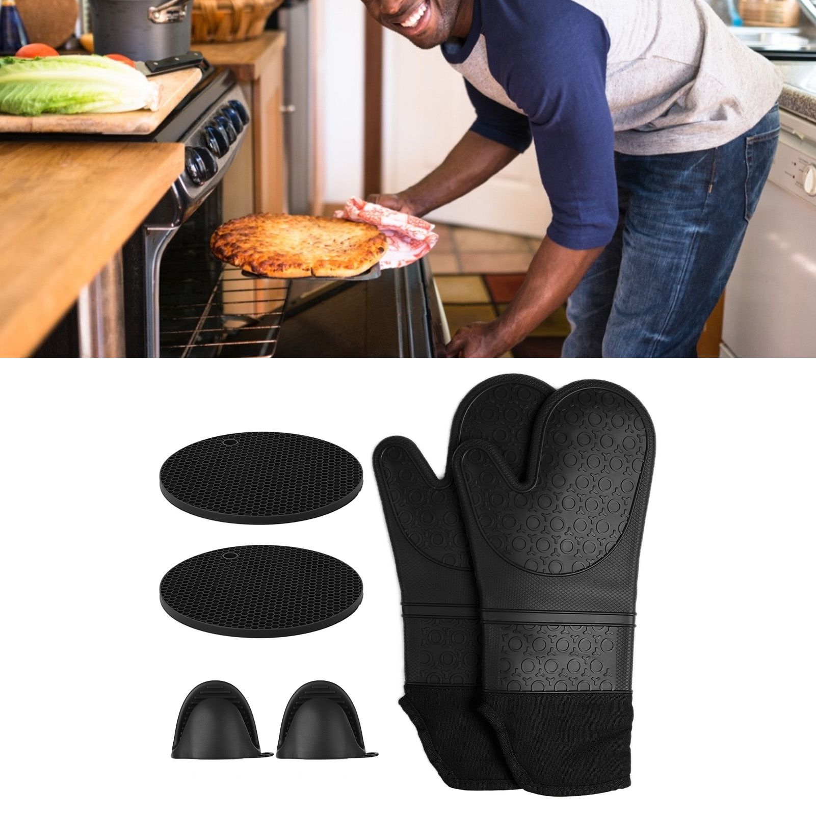 Insulation Gloves Thickened Silicone Barbecue Microwave Oven Anti Scalding view 12