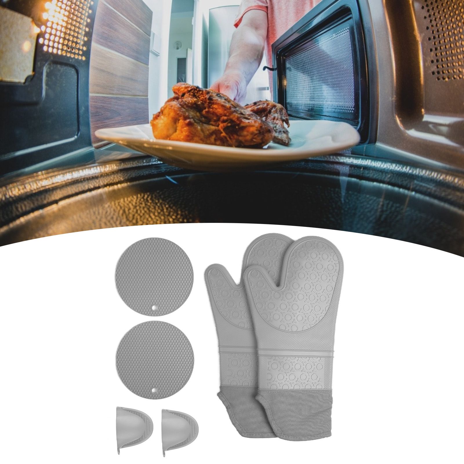 Insulation Gloves Thickened Silicone Barbecue Microwave Oven Anti Scalding view 11