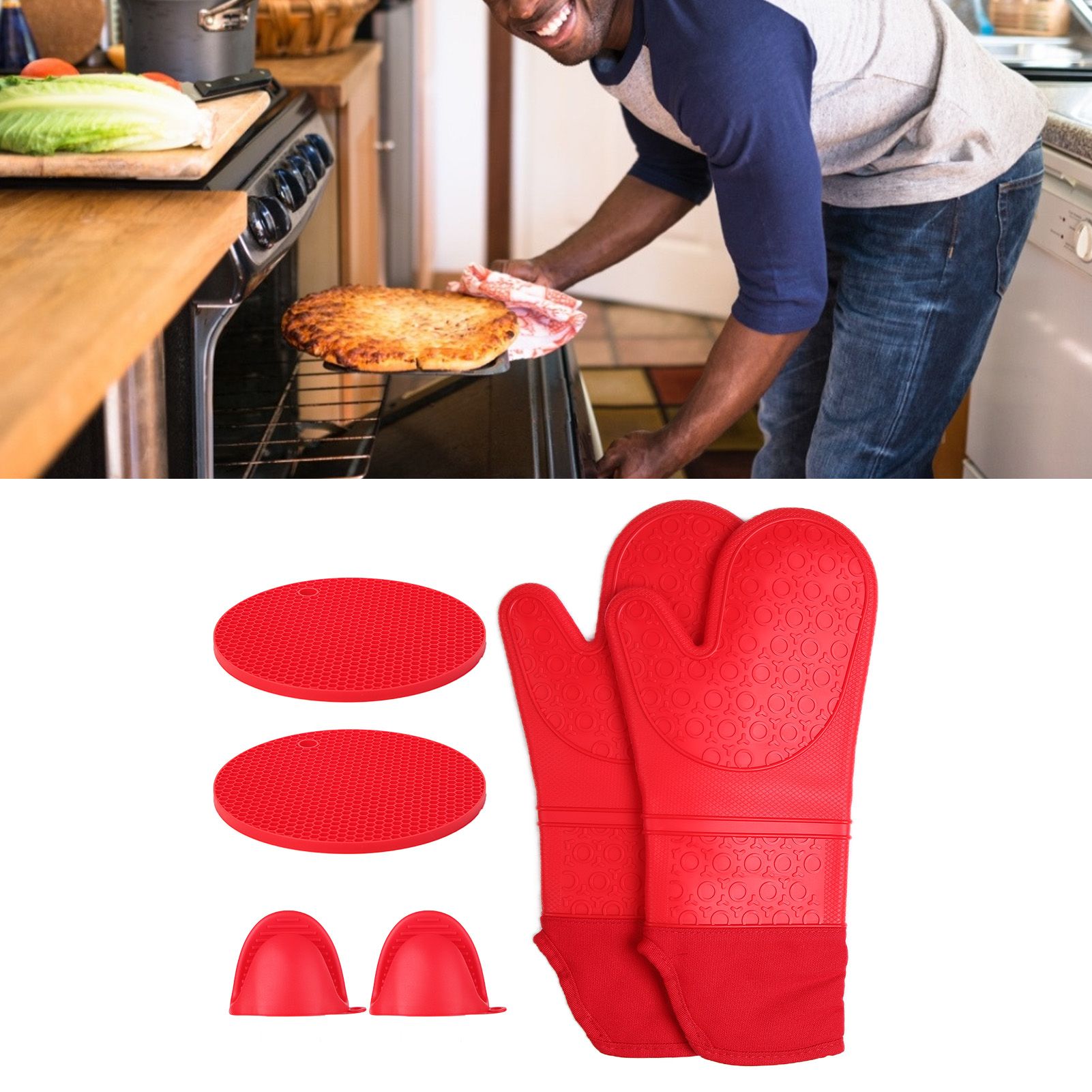 Insulation Gloves Thickened Silicone Barbecue Microwave Oven Anti Scalding view 11