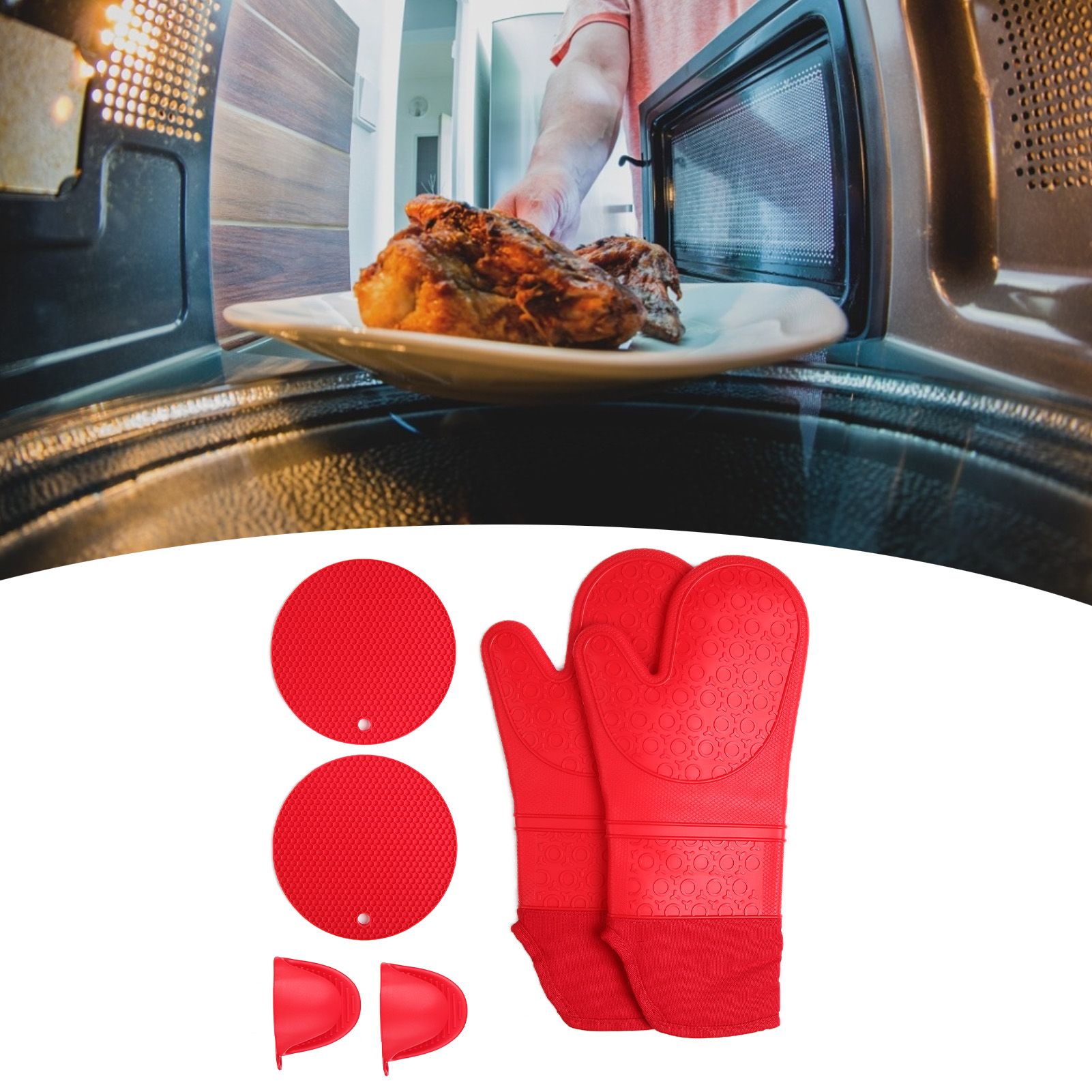 Insulation Gloves Thickened Silicone Barbecue Microwave Oven Anti Scalding view 12