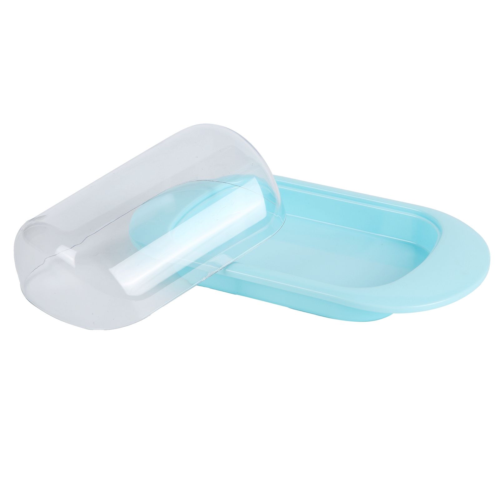 Round Edge Plastic Butter Storage Box Cheese Dessert Bread Server Keeper with view 3