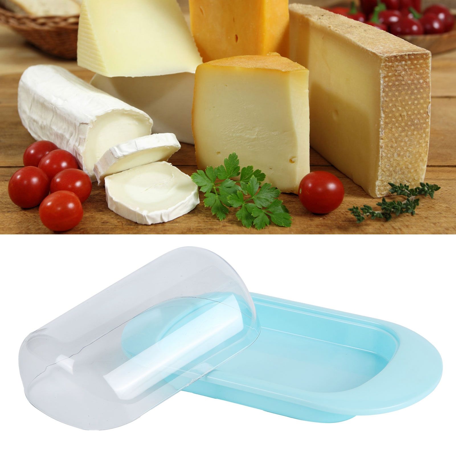 Round Edge Plastic Butter Storage Box Cheese Dessert Bread Server Keeper with view 11