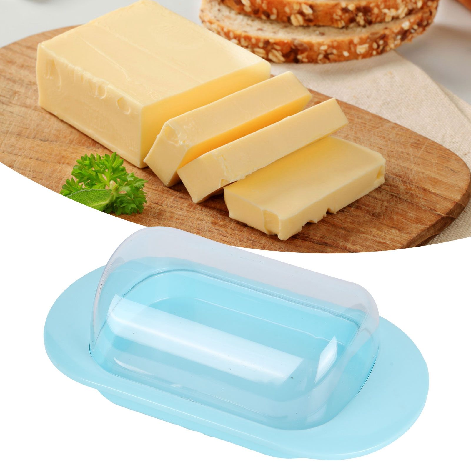 Round Edge Plastic Butter Storage Box Cheese Dessert Bread Server Keeper with view 12
