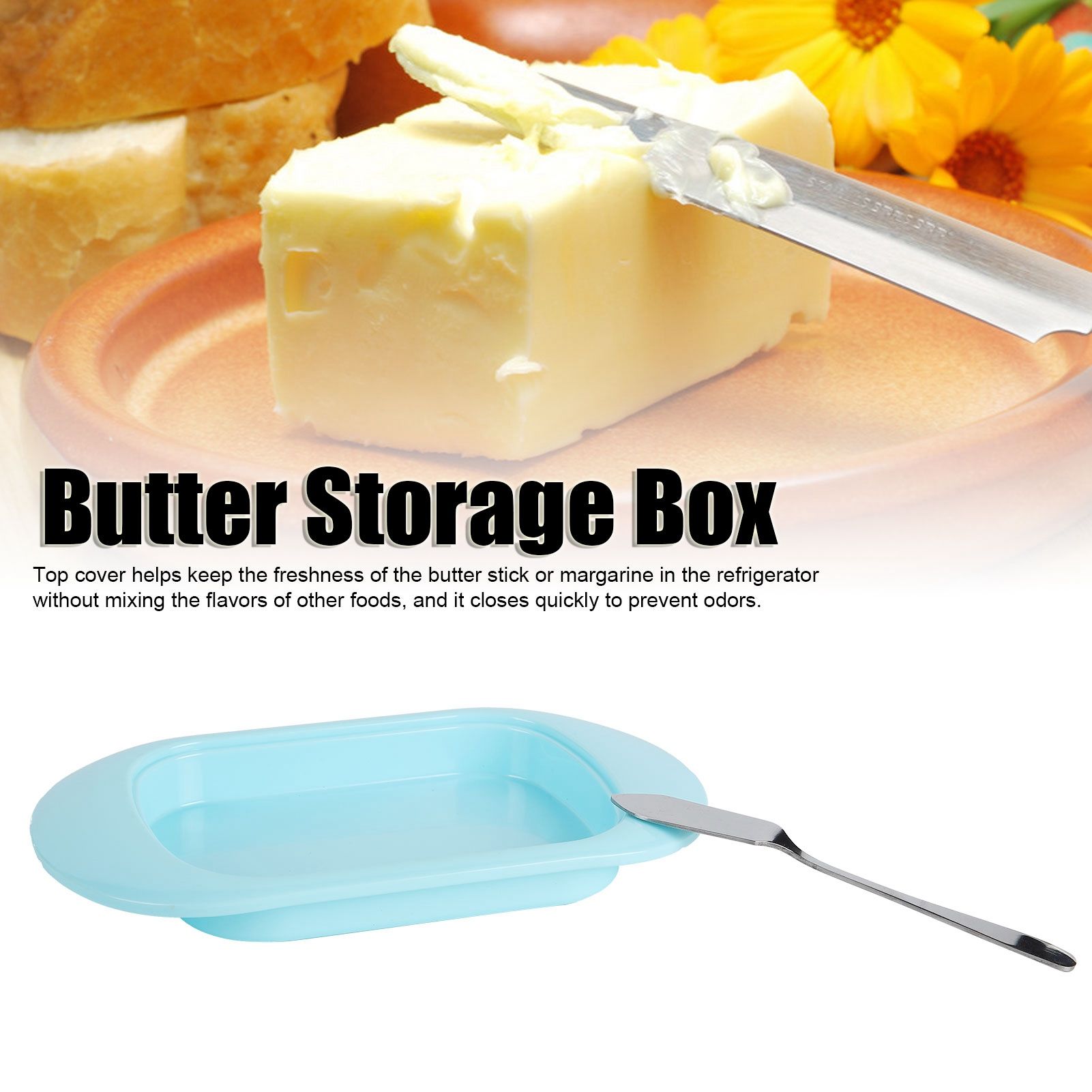 Round Edge Plastic Butter Storage Box Cheese Dessert Bread Server Keeper with view 14