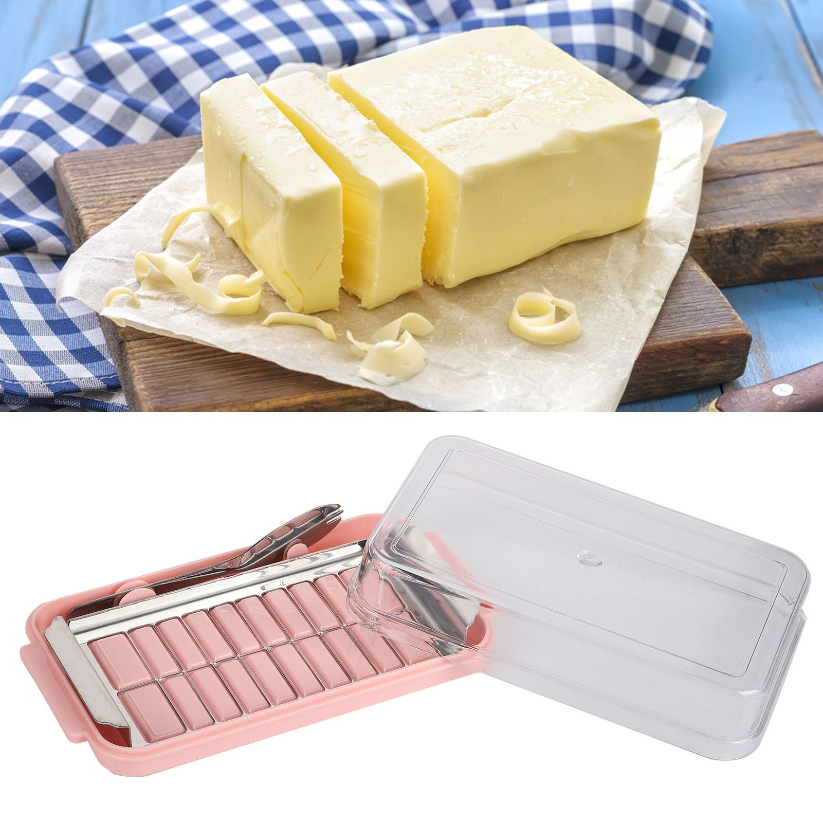 Stainless Steel Butter Cutter Container Butter Storage Box with Transparent view 12