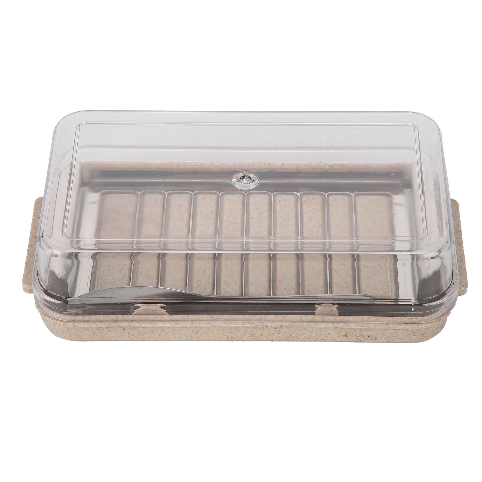 Stainless Steel Butter Cutter Container Butter Storage Box with Transparent