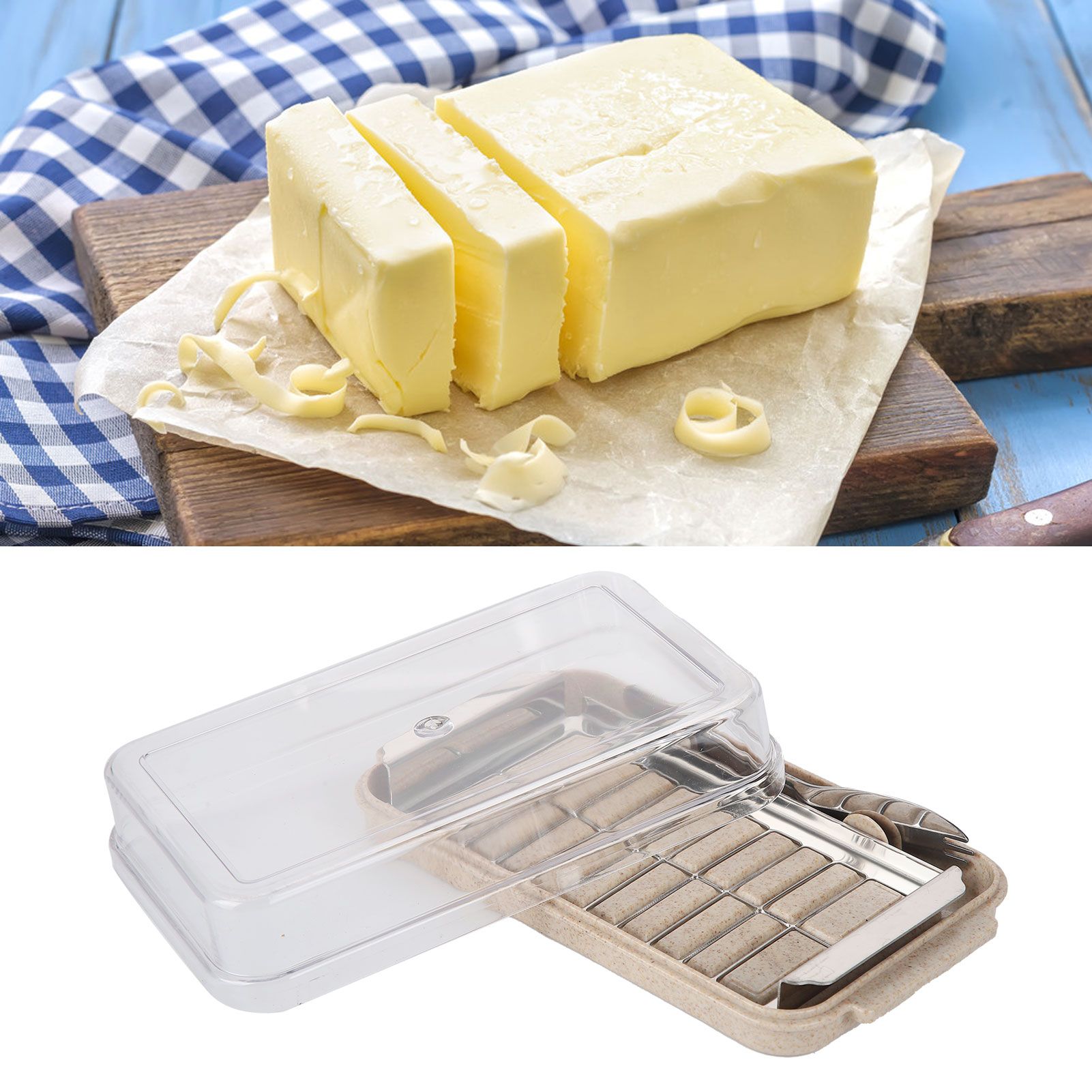 Stainless Steel Butter Cutter Container Butter Storage Box with Transparent view 12