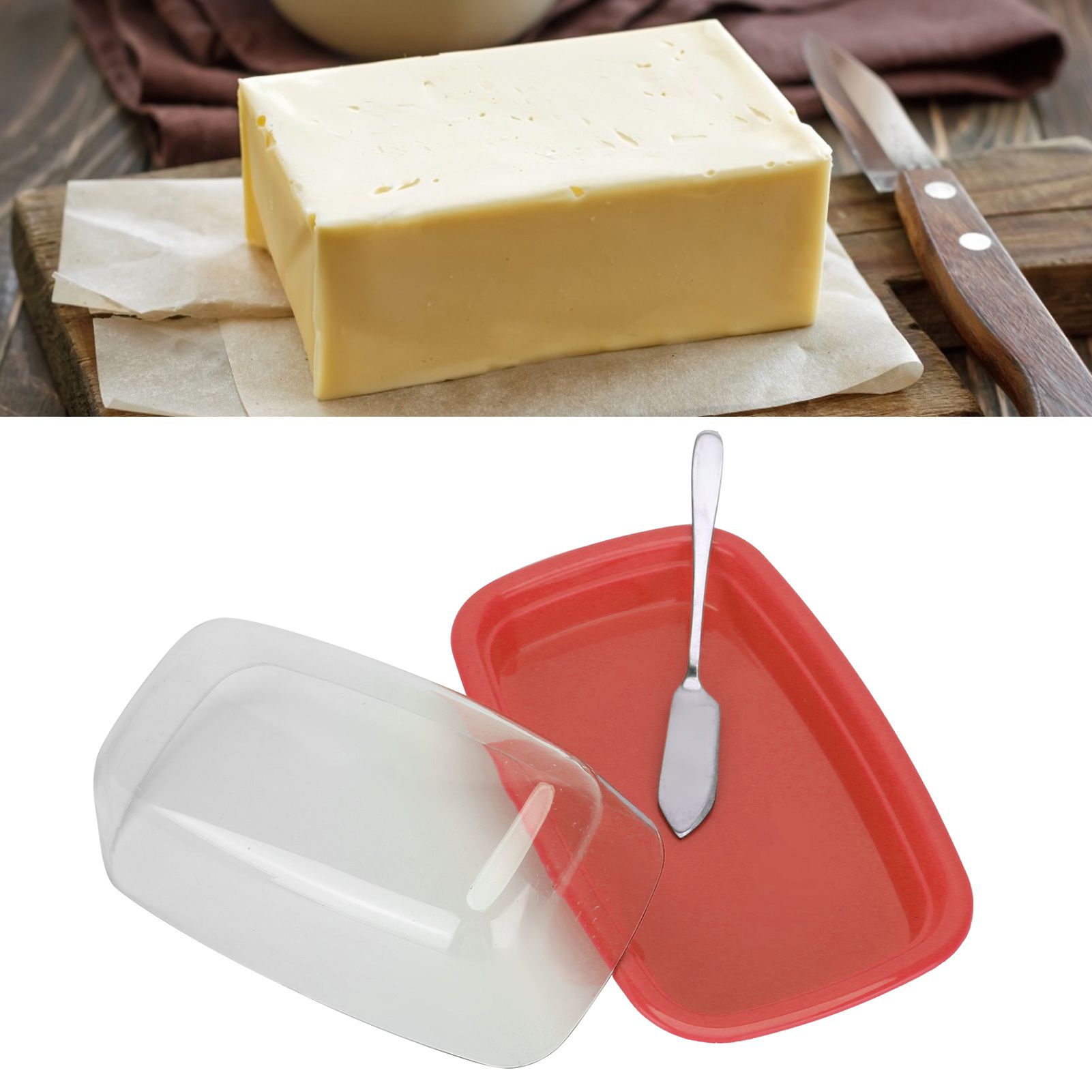 Curved Butter Storage Box with Lid Cheese Plate Butter Holder Tray Baking Tool view 12
