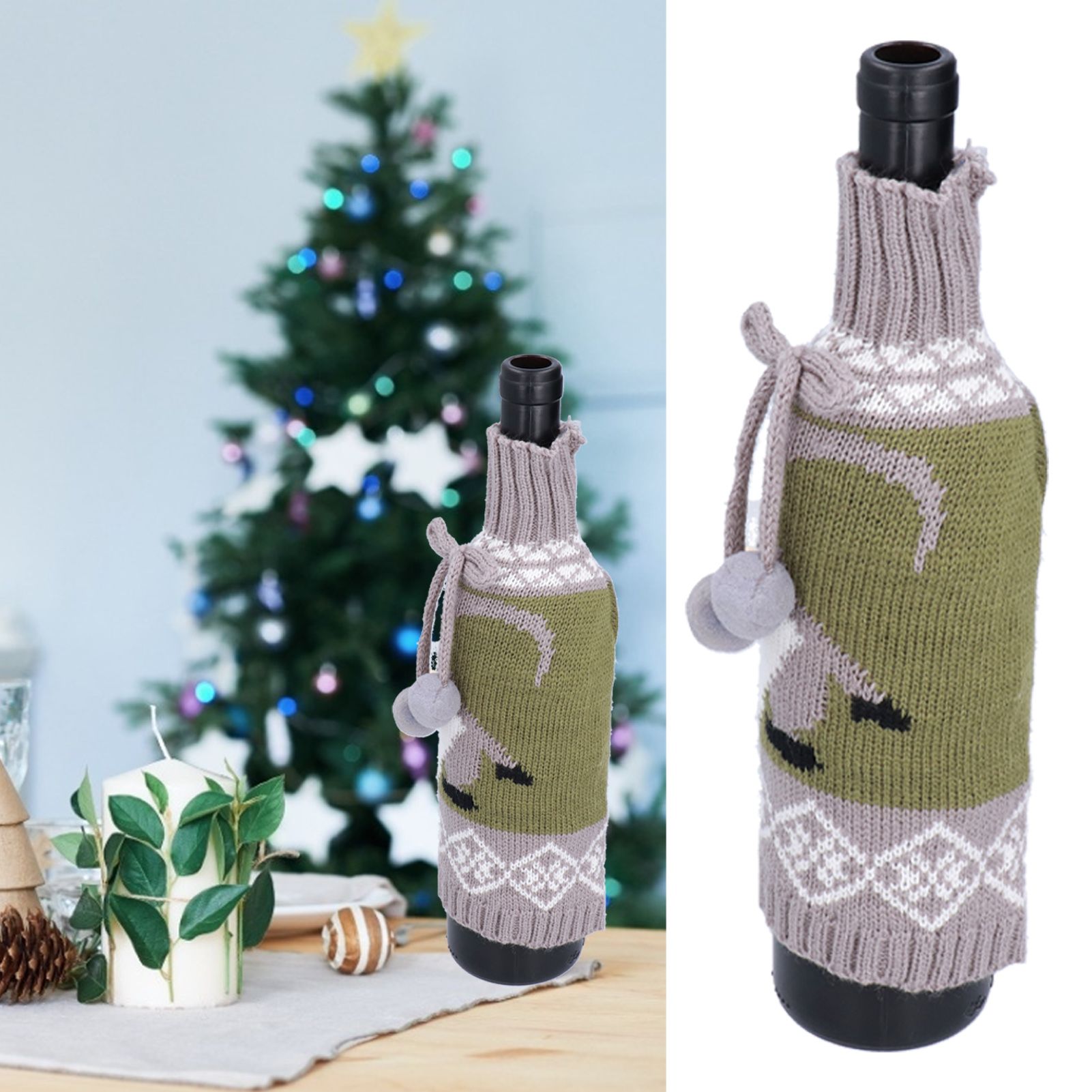 Knitted Wine Bottle Cover Bag Sleeve Home Decoration for Christmas Wedding view 11