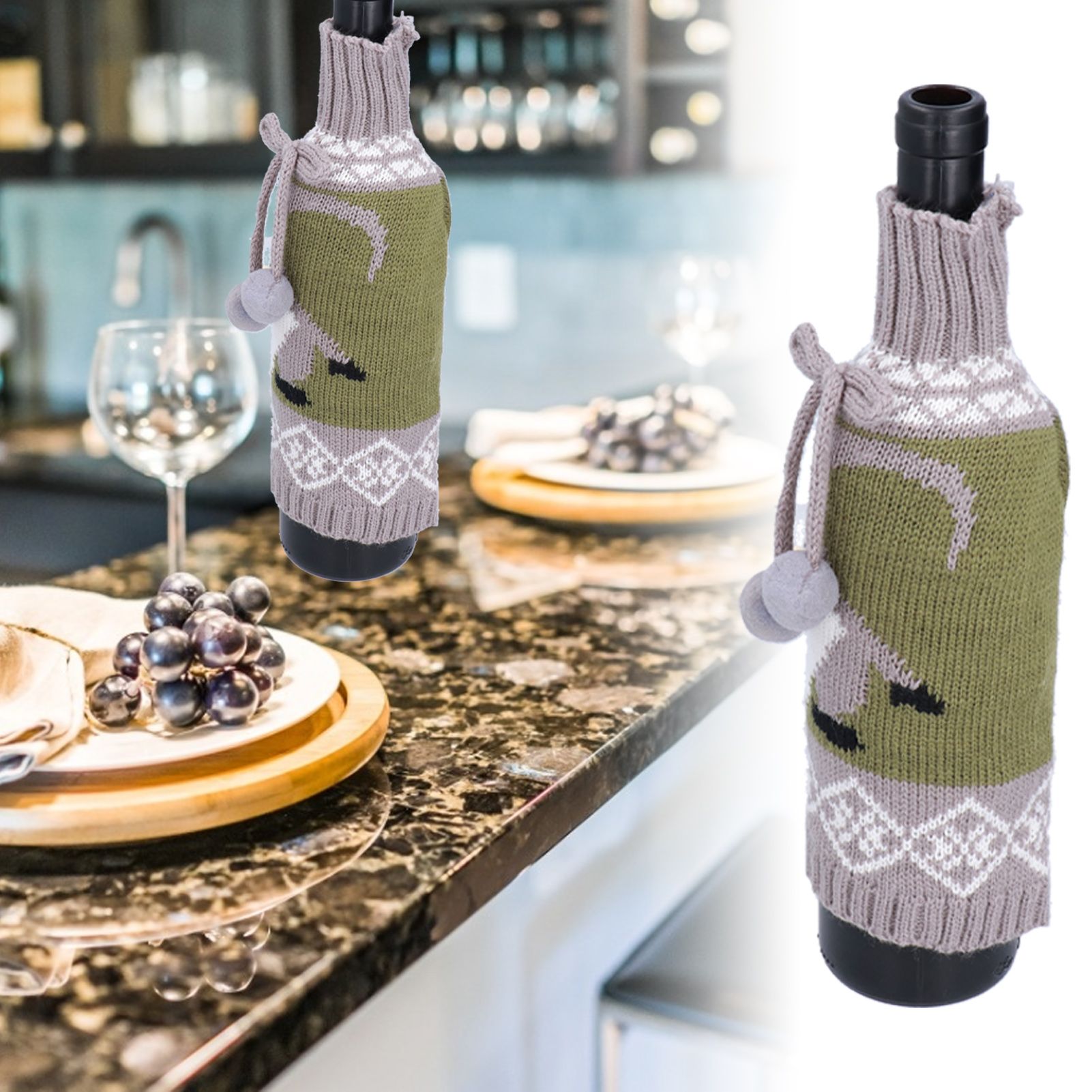 Knitted Wine Bottle Cover Bag Sleeve Home Decoration for Christmas Wedding view 12