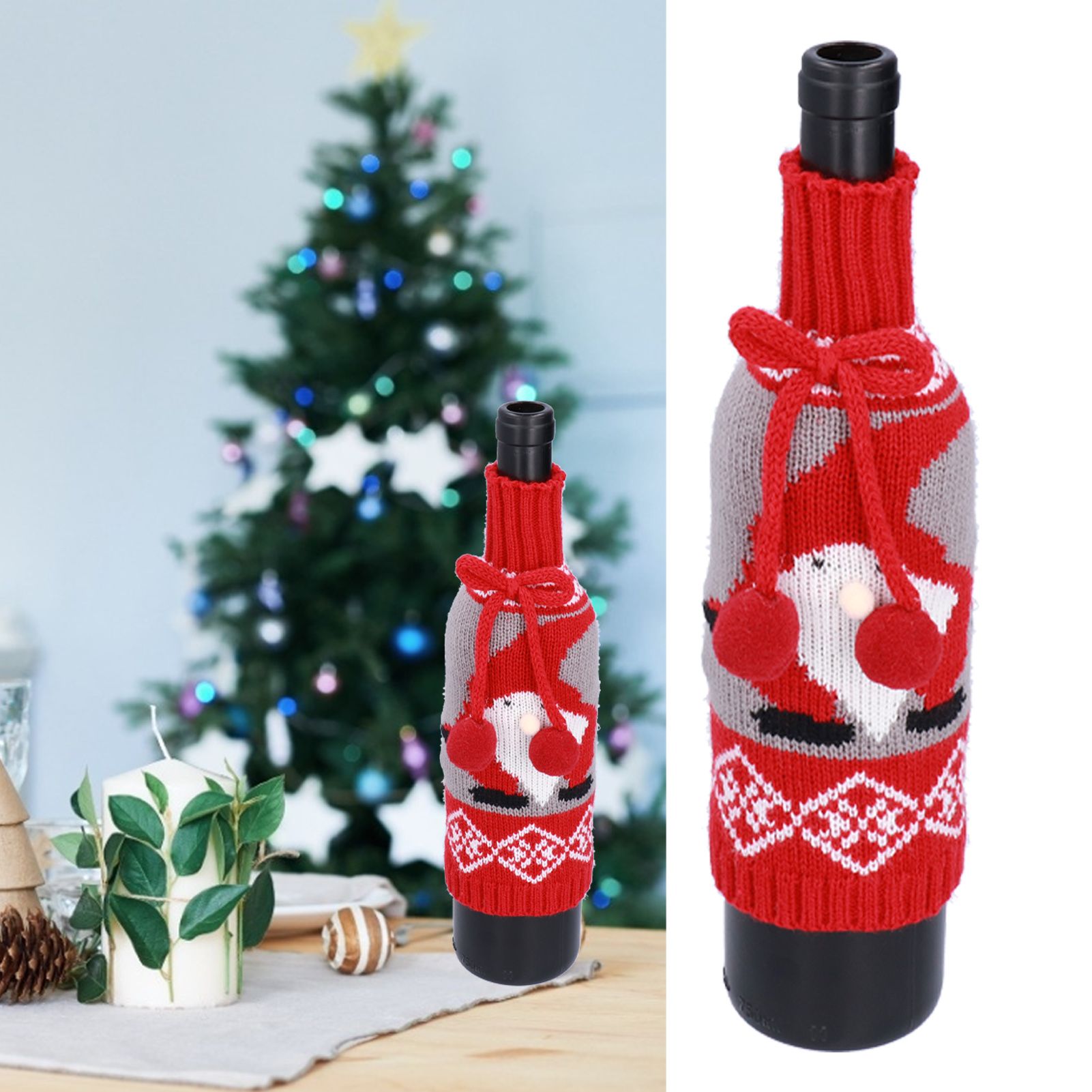 Knitted Wine Bottle Cover Bag Sleeve Home Decoration for Christmas Wedding view 11