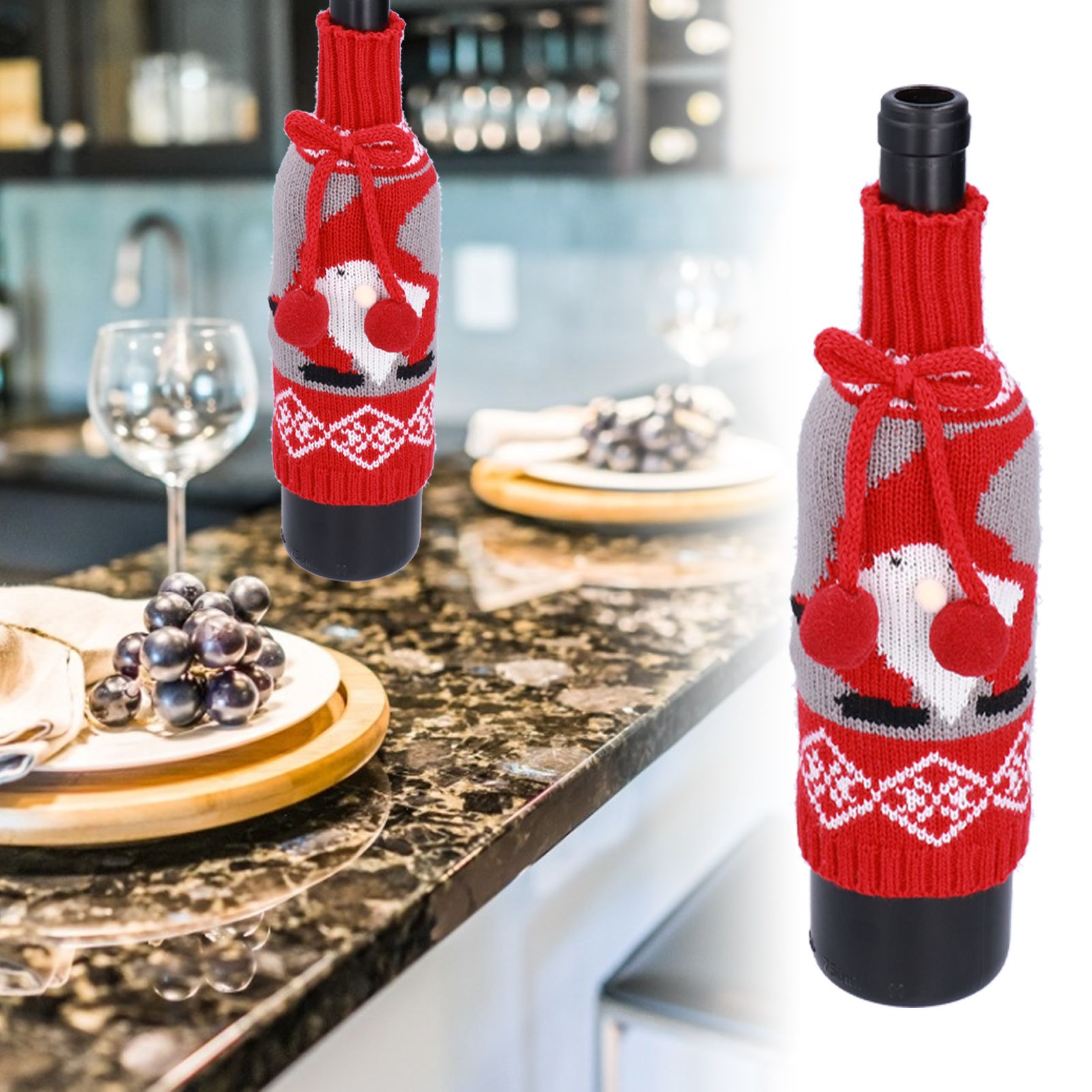 Knitted Wine Bottle Cover Bag Sleeve Home Decoration for Christmas Wedding view 12