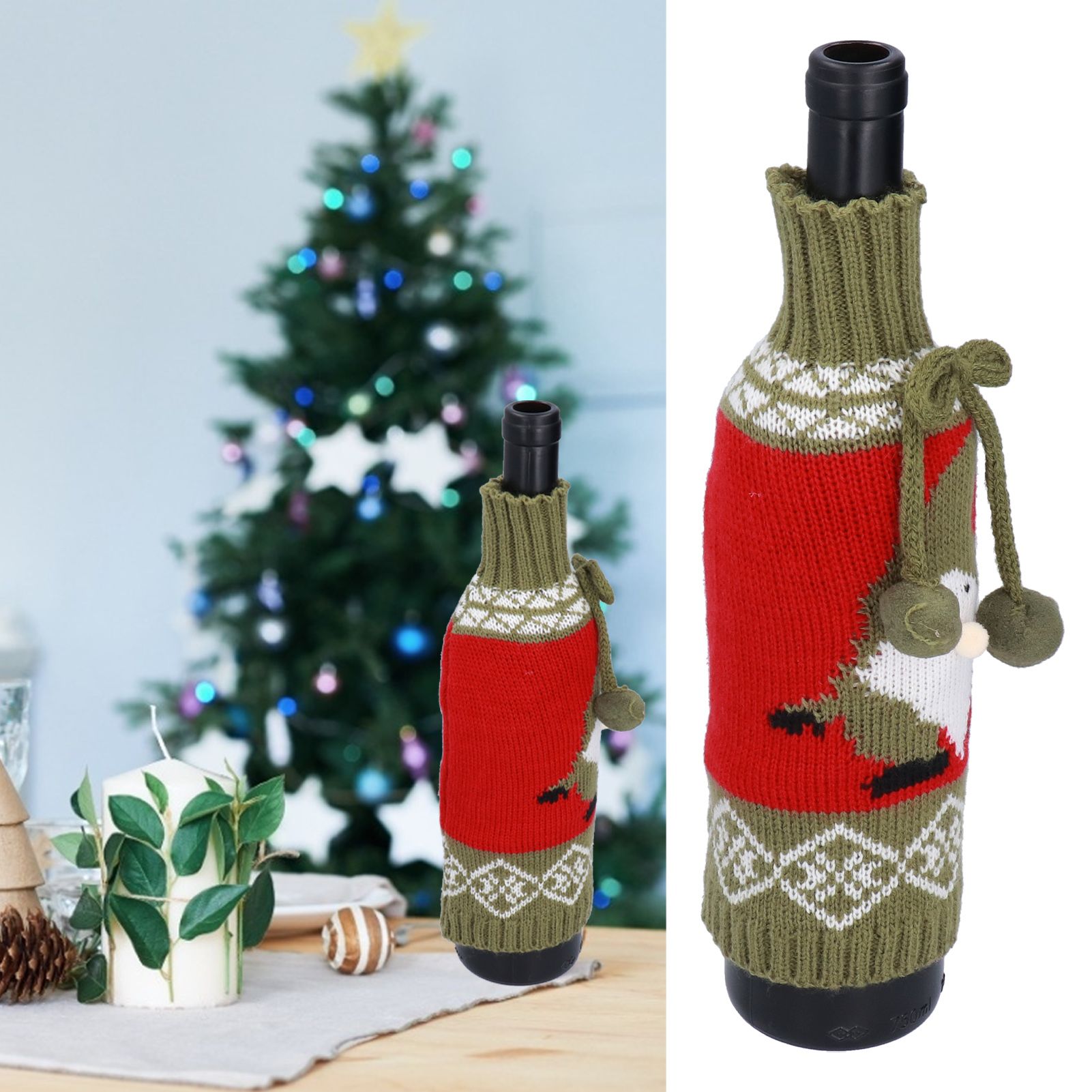 Knitted Wine Bottle Cover Bag Sleeve Home Decoration for Christmas Wedding view 11