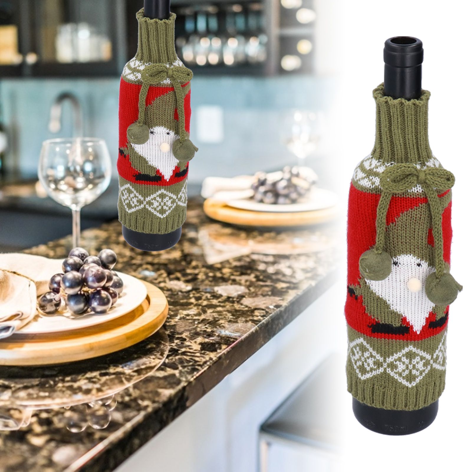 Knitted Wine Bottle Cover Bag Sleeve Home Decoration for Christmas Wedding view 12