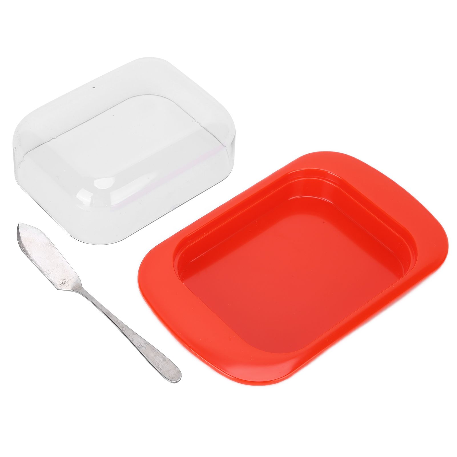 Wide Rectangular Butter Container with Lid Knife Portable Small Cheese Dish view 2