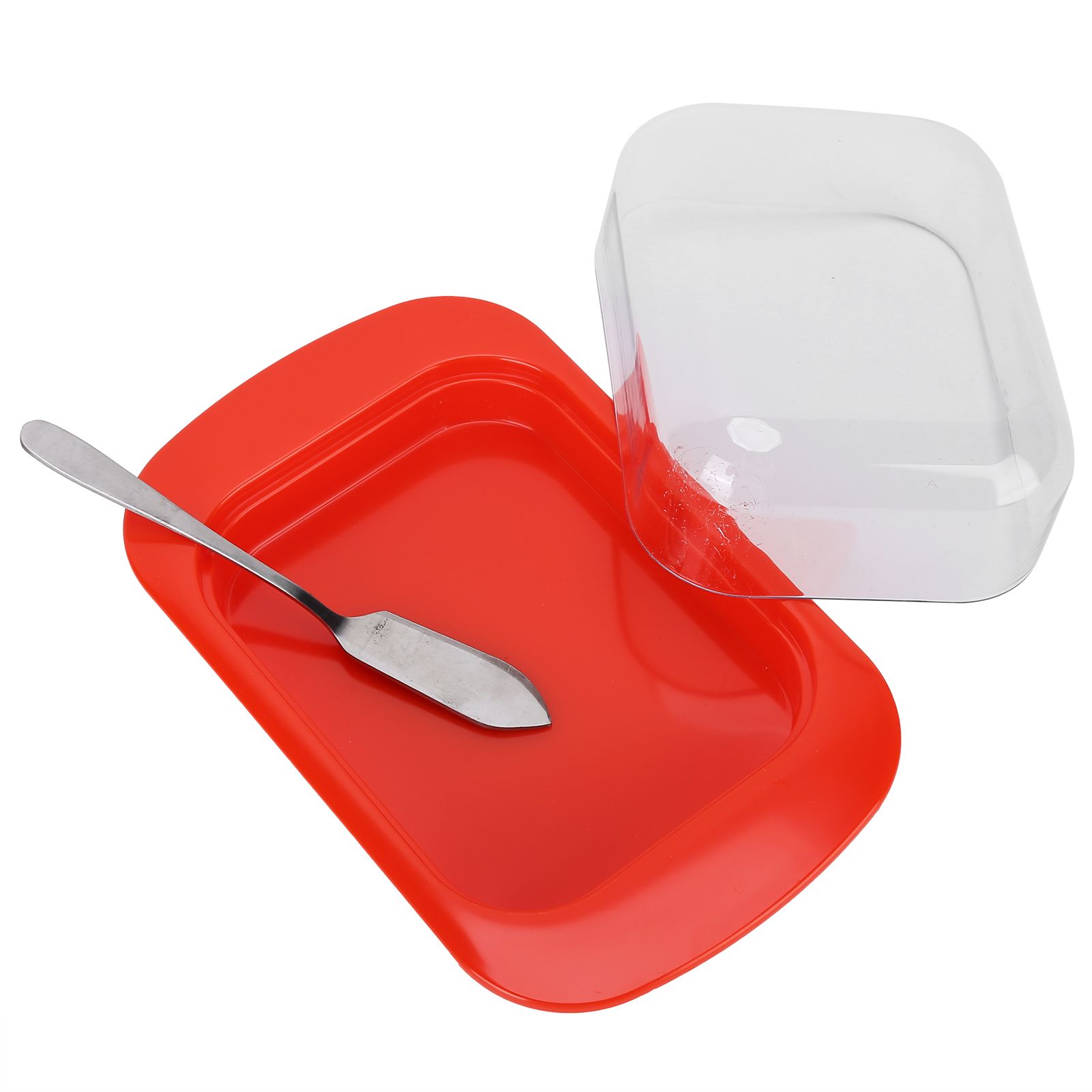 Wide Rectangular Butter Container with Lid Knife Portable Small Cheese Dish view 3