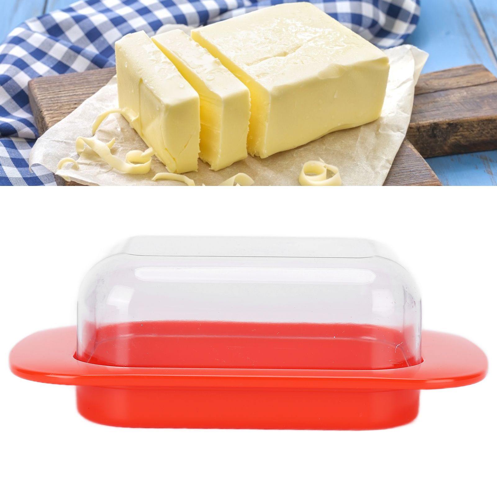 Wide Rectangular Butter Container with Lid Knife Portable Small Cheese Dish view 11