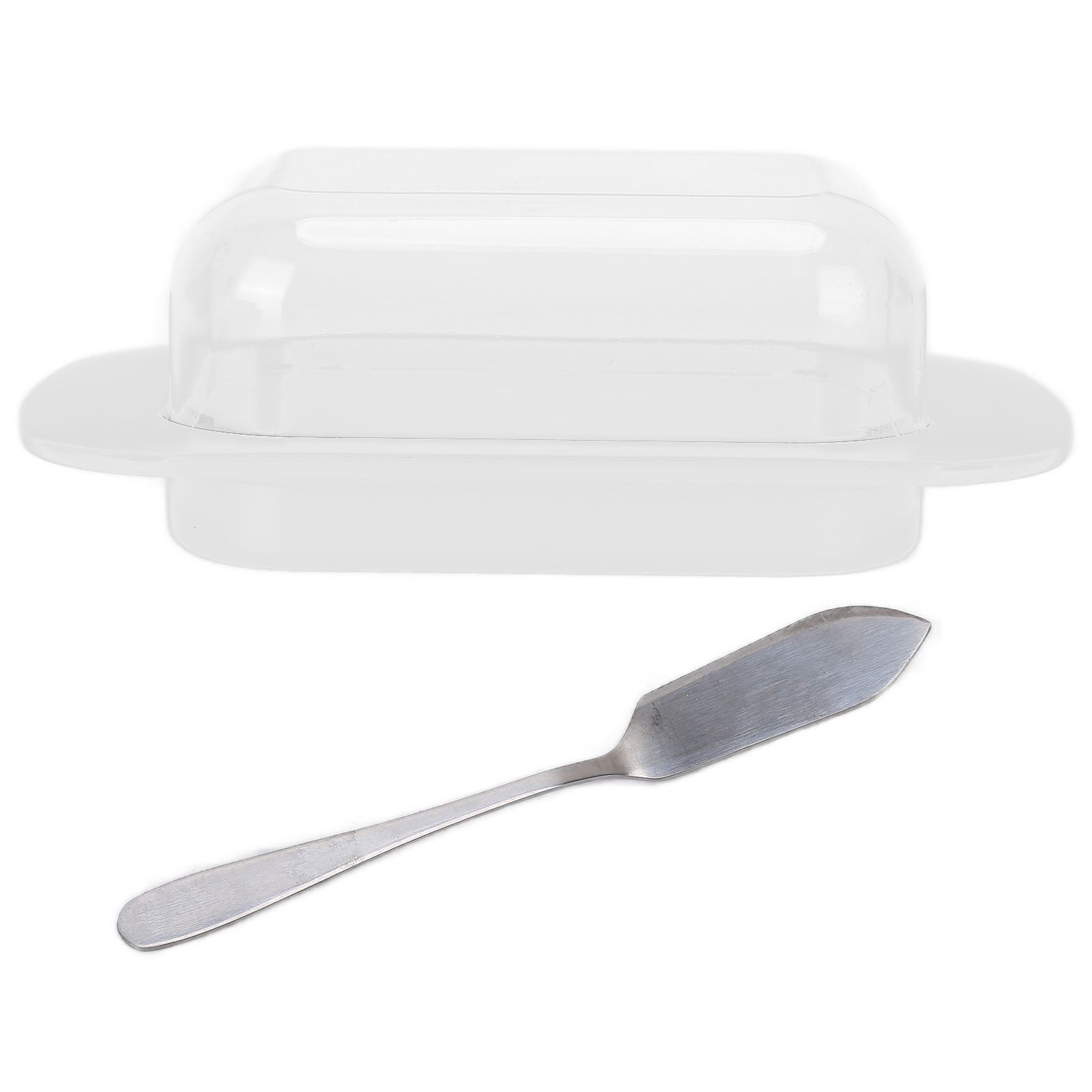 Wide Rectangular Butter Container with Lid Knife Portable Small Cheese Dish