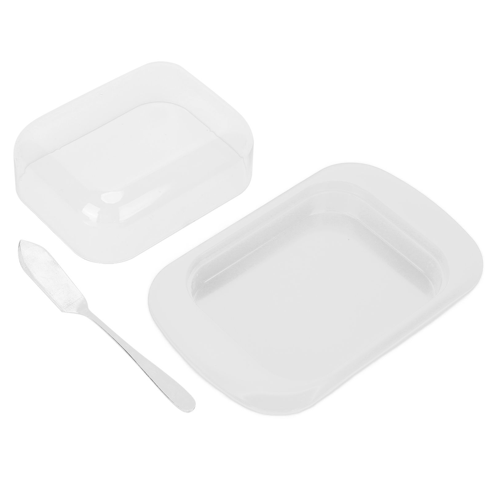Wide Rectangular Butter Container with Lid Knife Portable Small Cheese Dish view 2