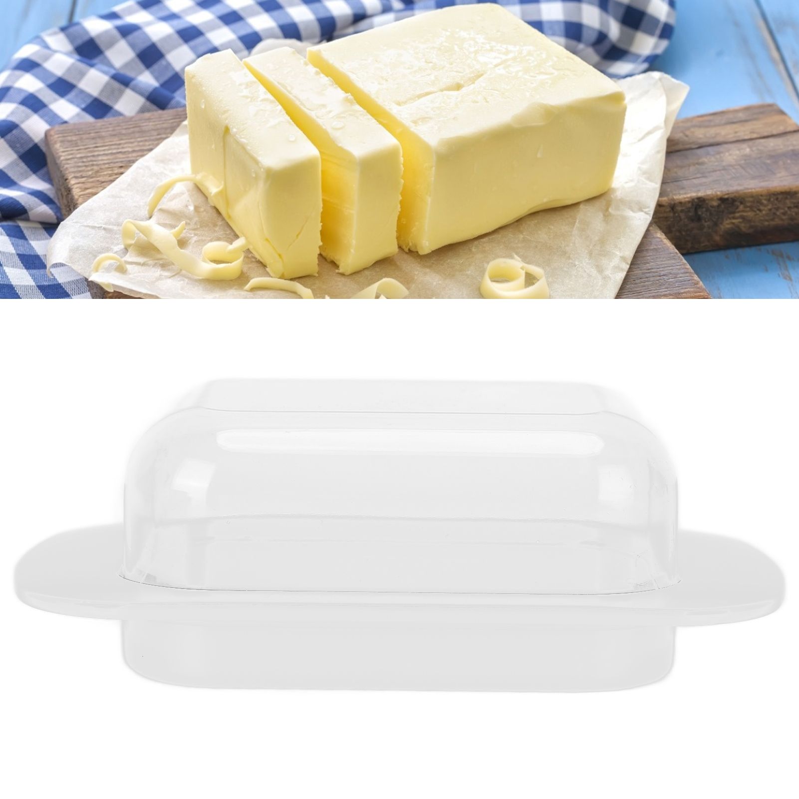 Wide Rectangular Butter Container with Lid Knife Portable Small Cheese Dish view 11