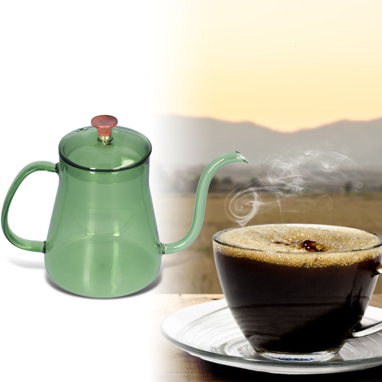 Coffee Kettle Glass Coffee Pot 600ML Coffee Drip Kettle Long Nozzle Kettle for view 11