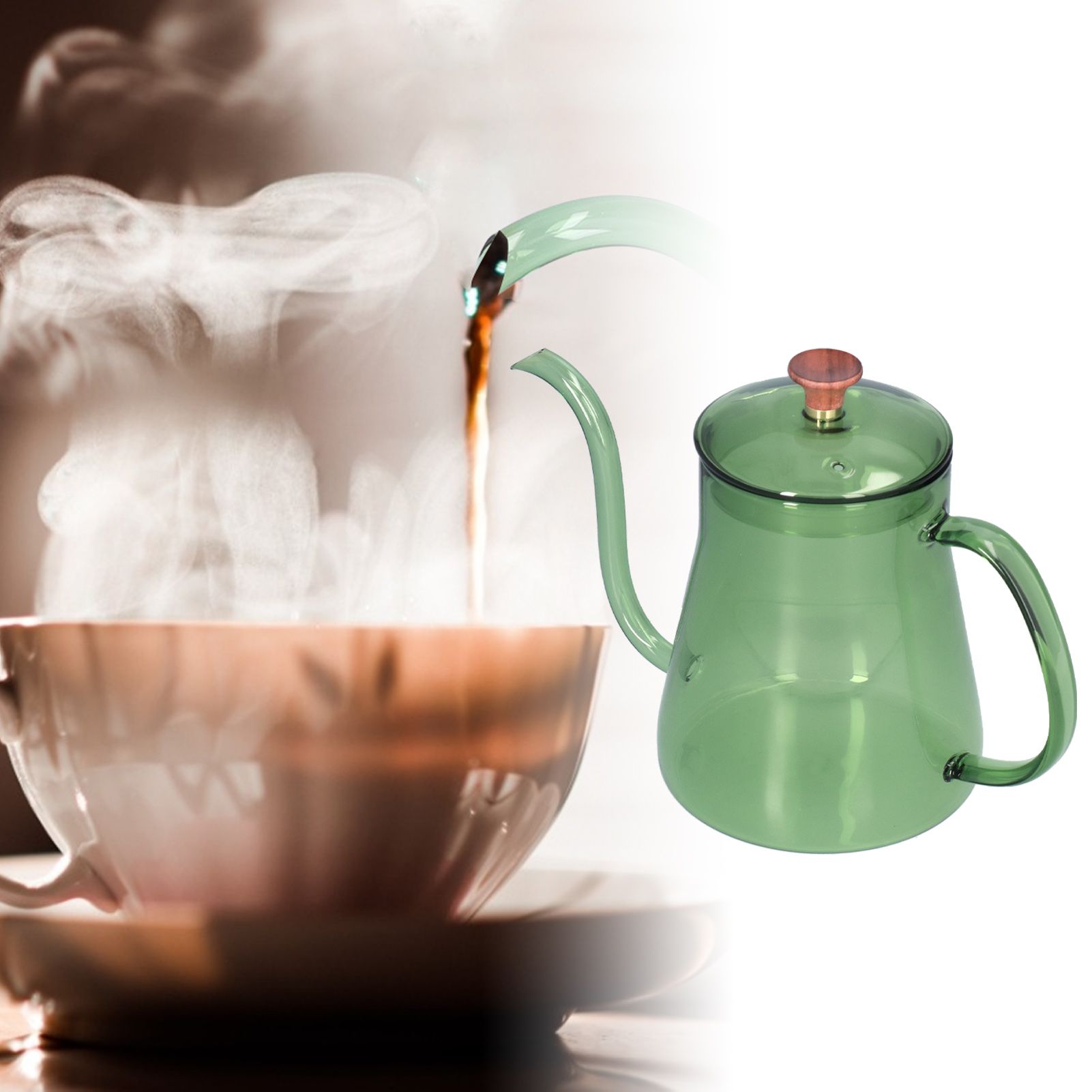 Coffee Kettle Glass Coffee Pot 600ML Coffee Drip Kettle Long Nozzle Kettle for view 12