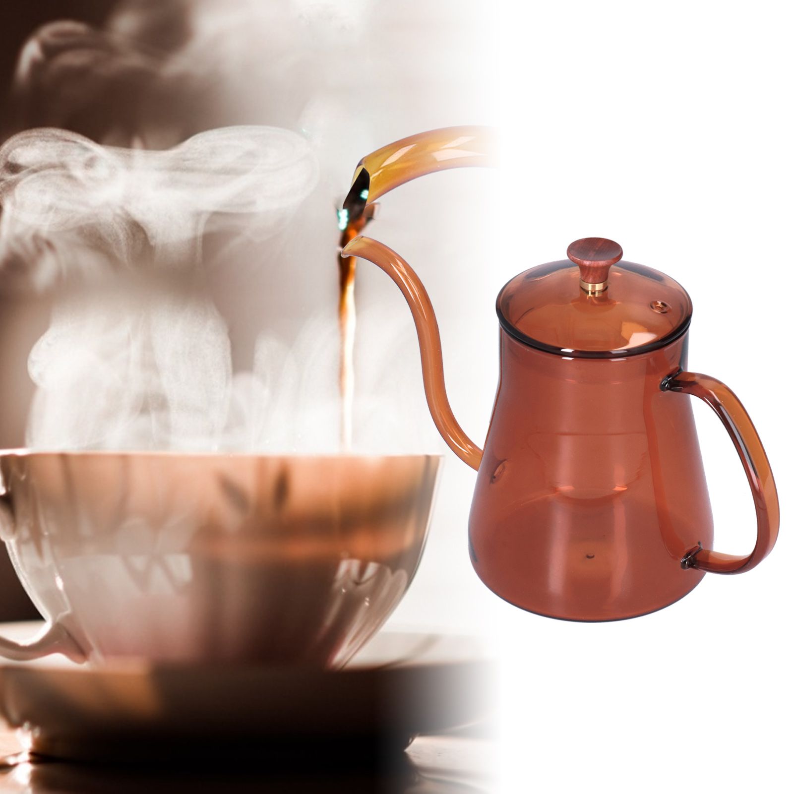 Coffee Kettle Glass Coffee Pot 600ML Coffee Drip Kettle Long Nozzle Kettle for view 12