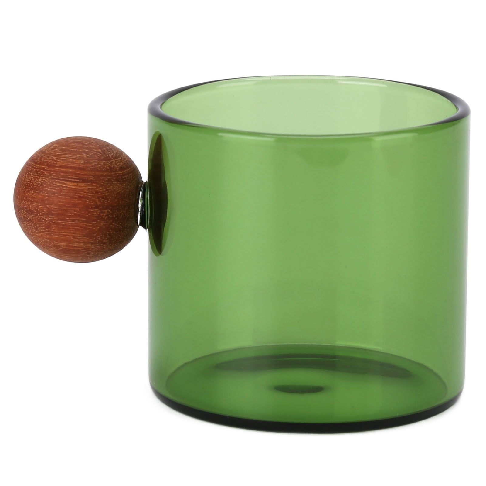 Glass Coffee Cup Clear Heatproof Glass Coffee Mug with Wooden Ball Handle for