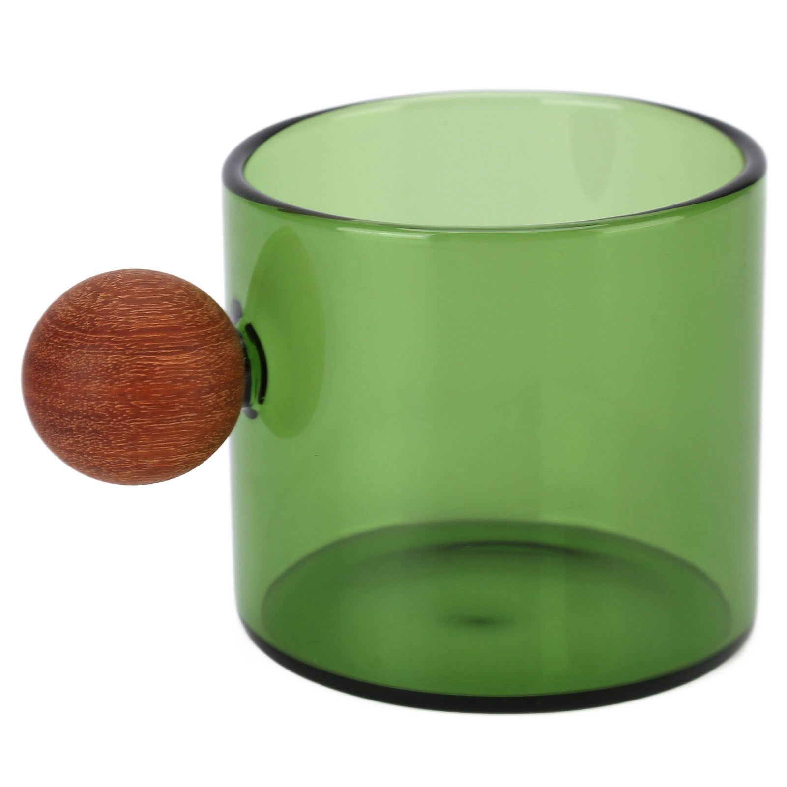 Glass Coffee Cup Clear Heatproof Glass Coffee Mug with Wooden Ball Handle for view 4