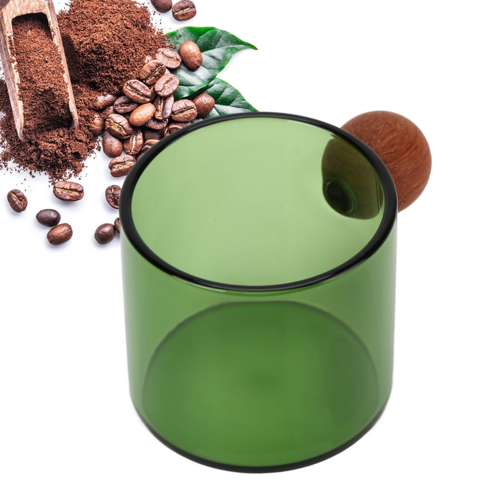Glass Coffee Cup Clear Heatproof Glass Coffee Mug with Wooden Ball Handle for view 11