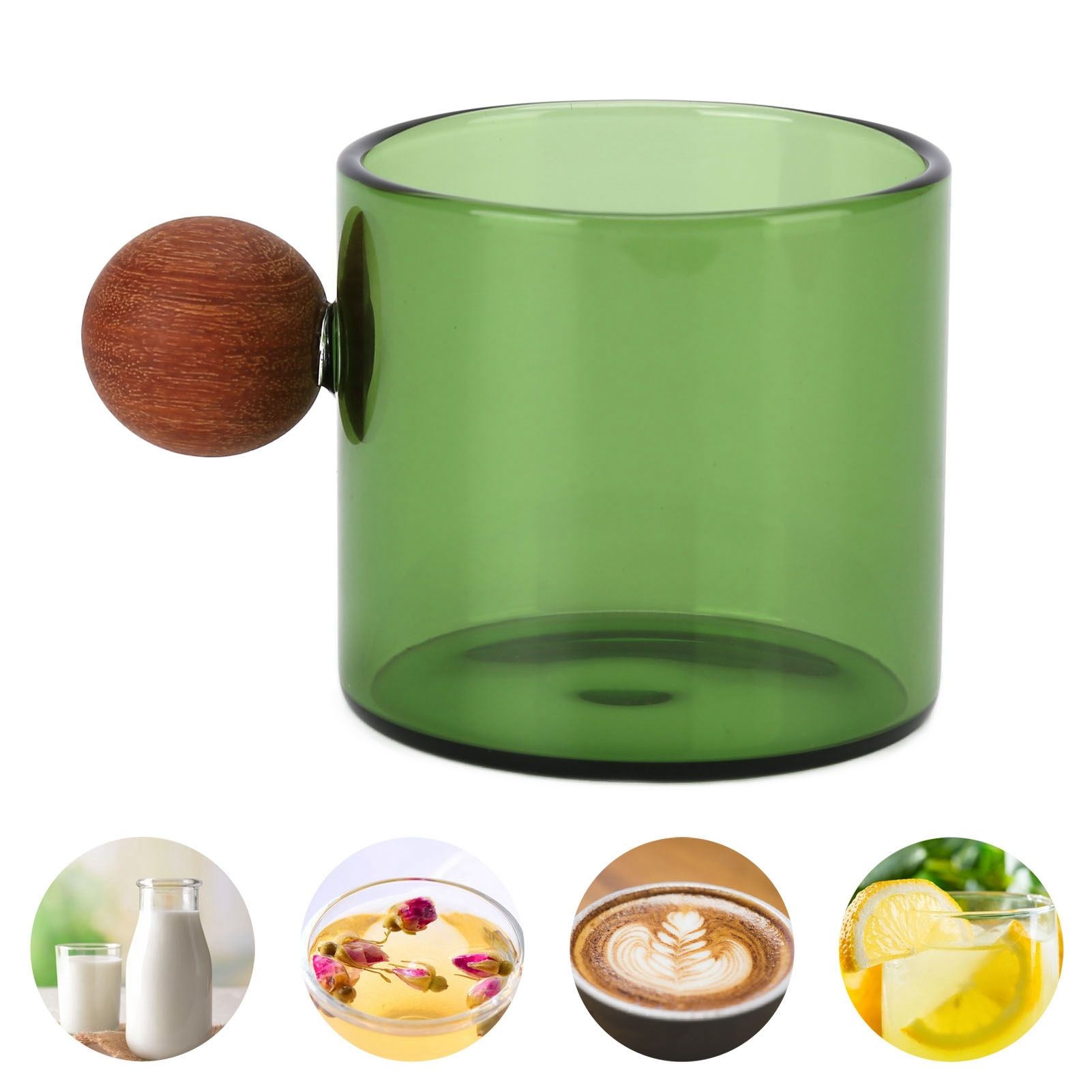 Glass Coffee Cup Clear Heatproof Glass Coffee Mug with Wooden Ball Handle for view 12