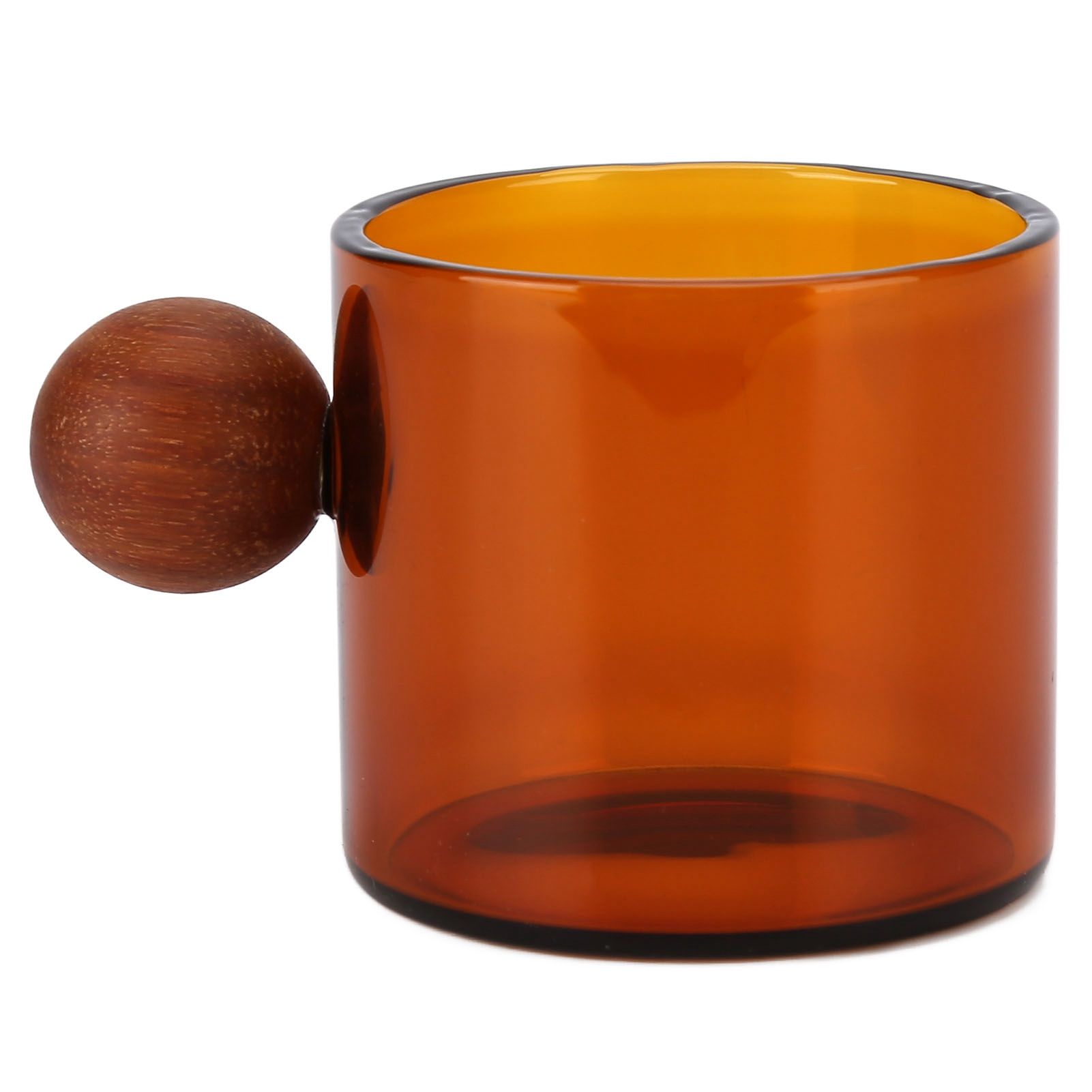 Glass Coffee Cup Clear Heatproof Glass Coffee Mug with Wooden Ball Handle for