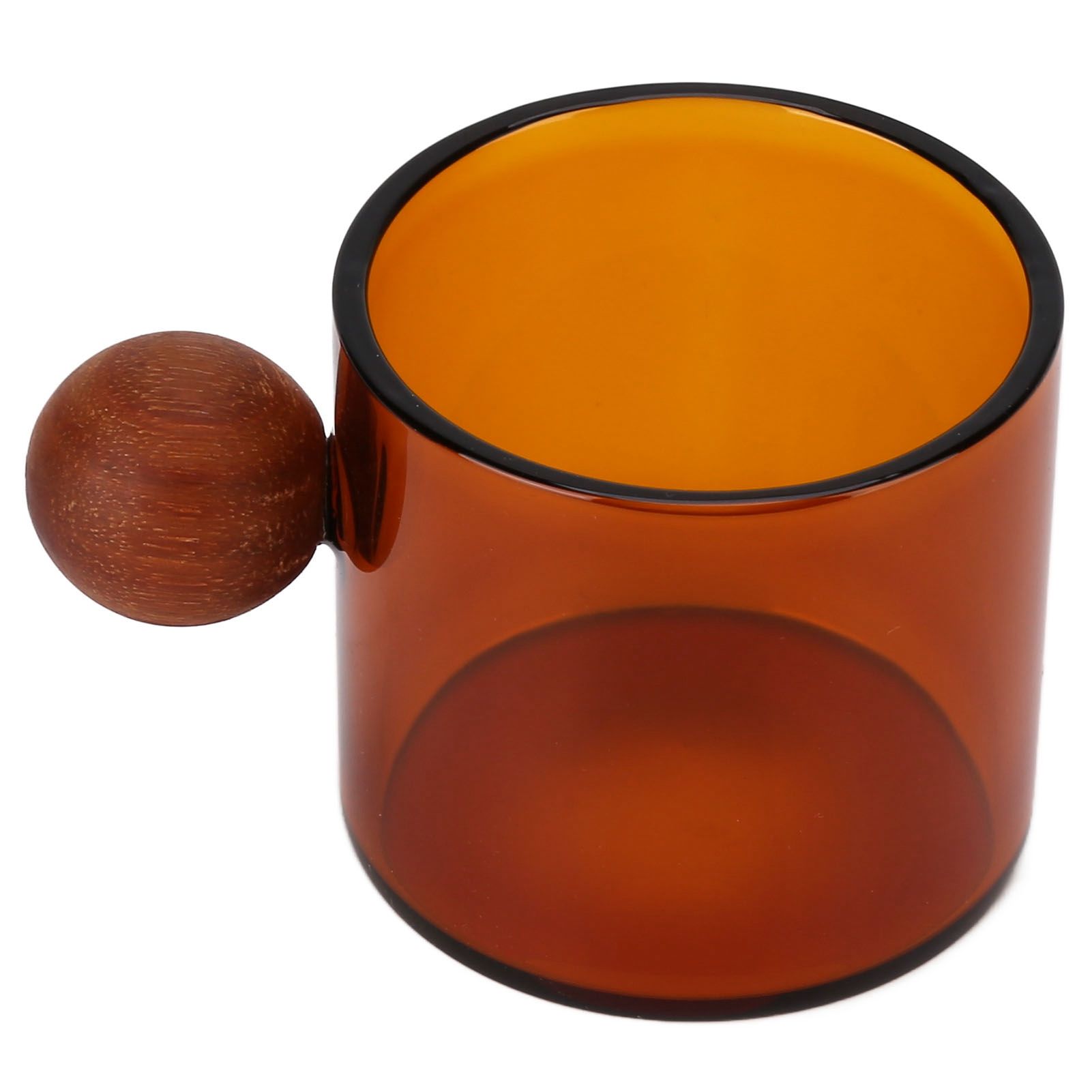 Glass Coffee Cup Clear Heatproof Glass Coffee Mug with Wooden Ball Handle for view 2
