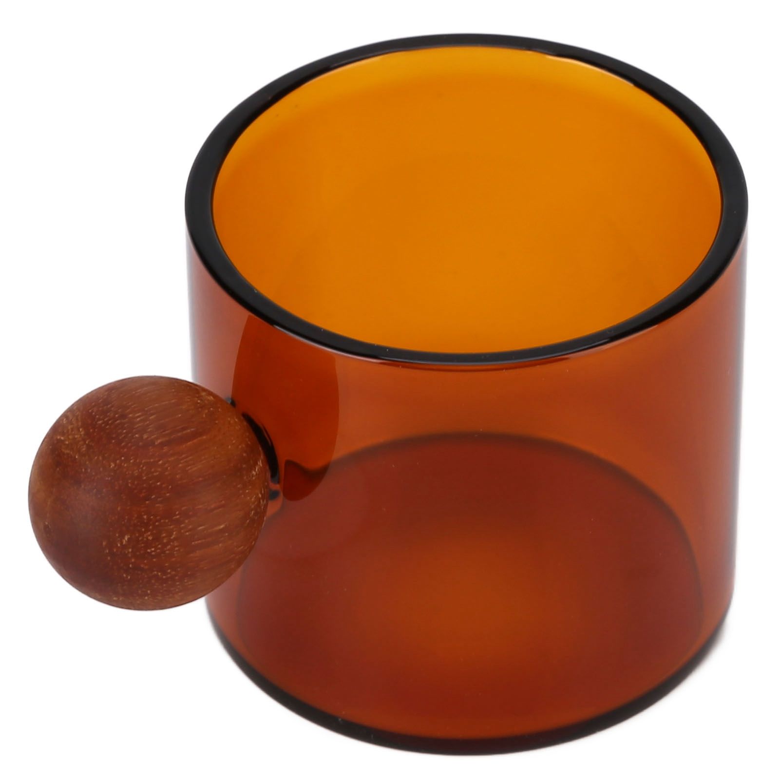 Glass Coffee Cup Clear Heatproof Glass Coffee Mug with Wooden Ball Handle for view 3