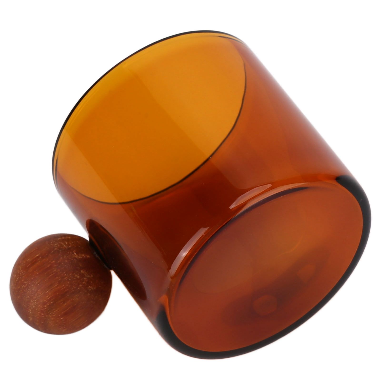 Glass Coffee Cup Clear Heatproof Glass Coffee Mug with Wooden Ball Handle for view 4