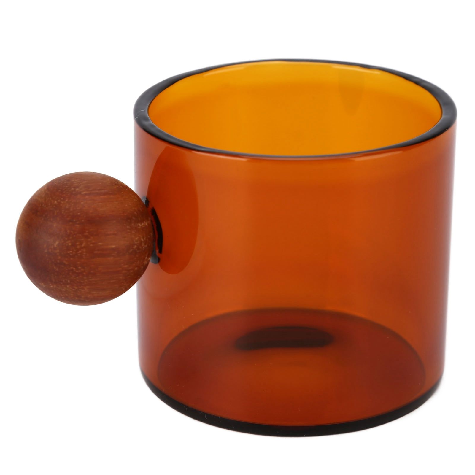 Glass Coffee Cup Clear Heatproof Glass Coffee Mug with Wooden Ball Handle for view 5