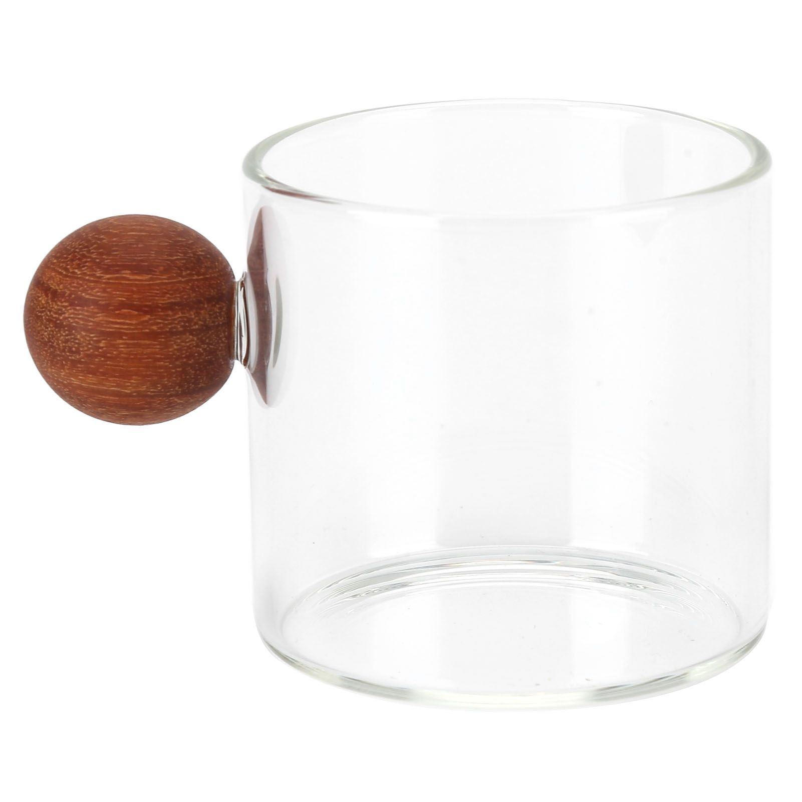 Glass Coffee Cup Clear Heatproof Glass Coffee Mug with Wooden Ball Handle for