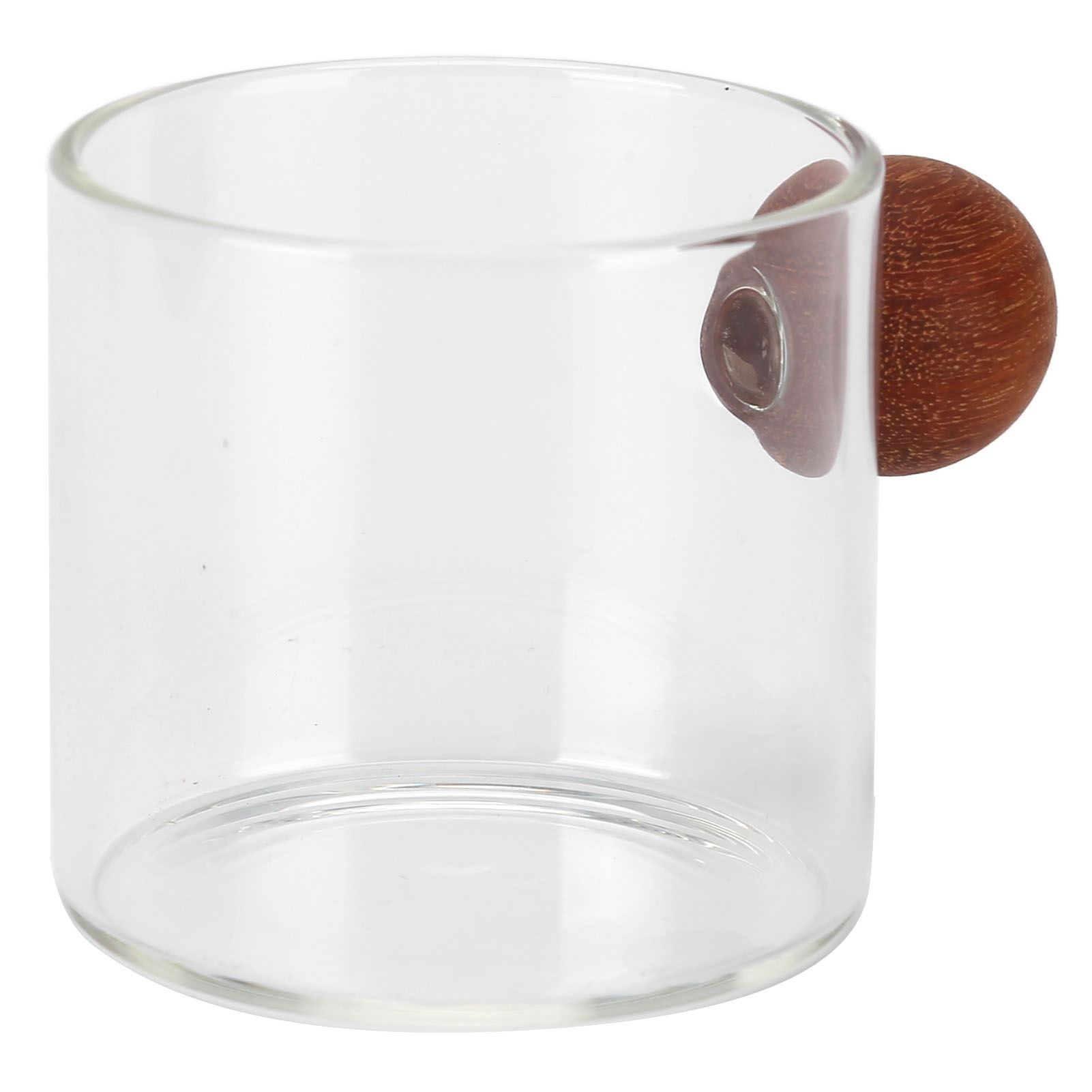 Glass Coffee Cup Clear Heatproof Glass Coffee Mug with Wooden Ball Handle for view 2