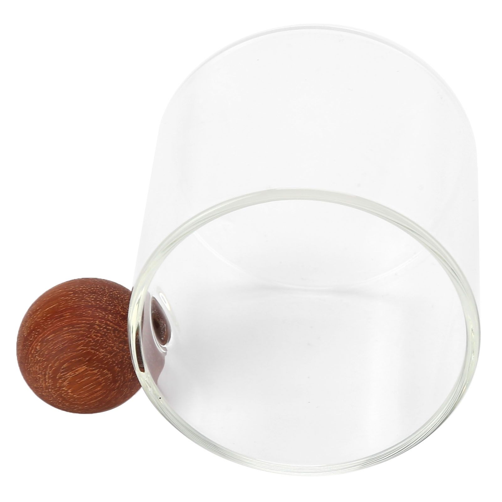 Glass Coffee Cup Clear Heatproof Glass Coffee Mug with Wooden Ball Handle for view 4