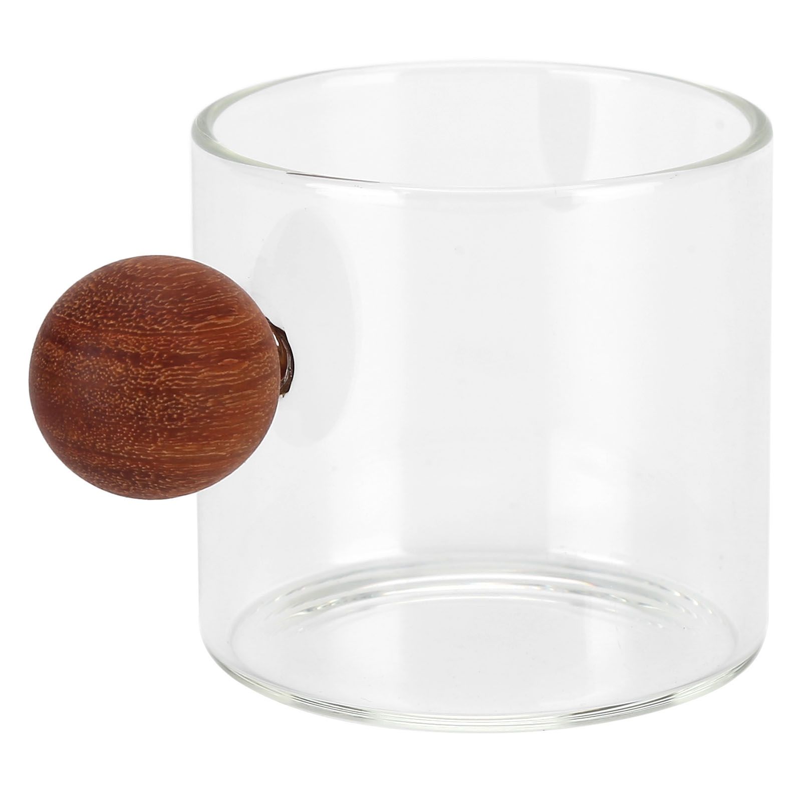 Glass Coffee Cup Clear Heatproof Glass Coffee Mug with Wooden Ball Handle for view 5