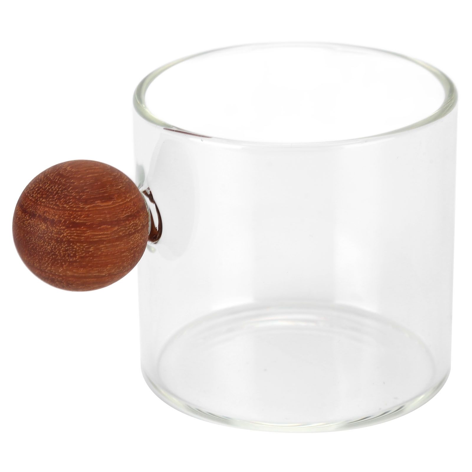 Glass Coffee Cup Clear Heatproof Glass Coffee Mug with Wooden Ball Handle for view 6