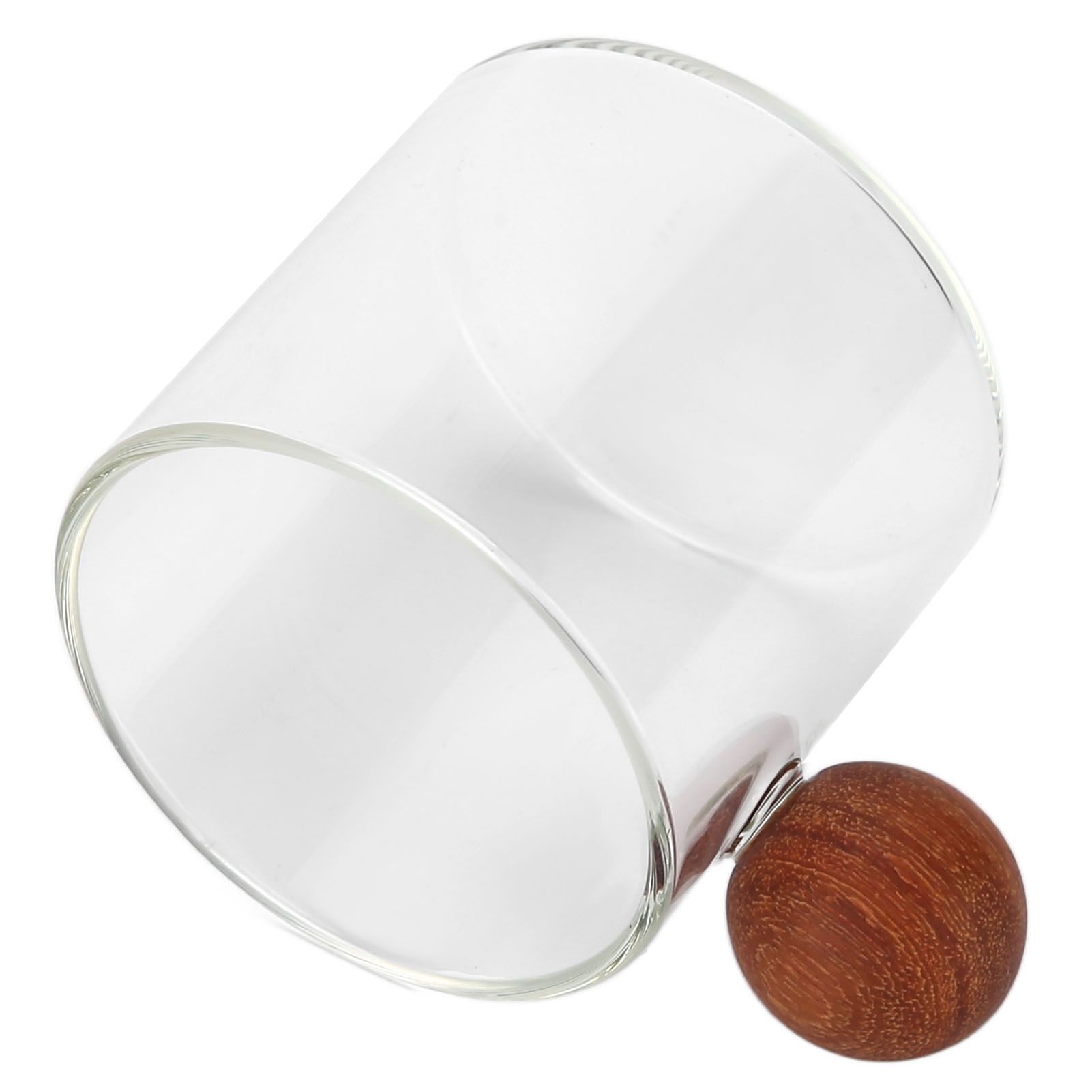 Glass Coffee Cup Clear Heatproof Glass Coffee Mug with Wooden Ball Handle for view 7