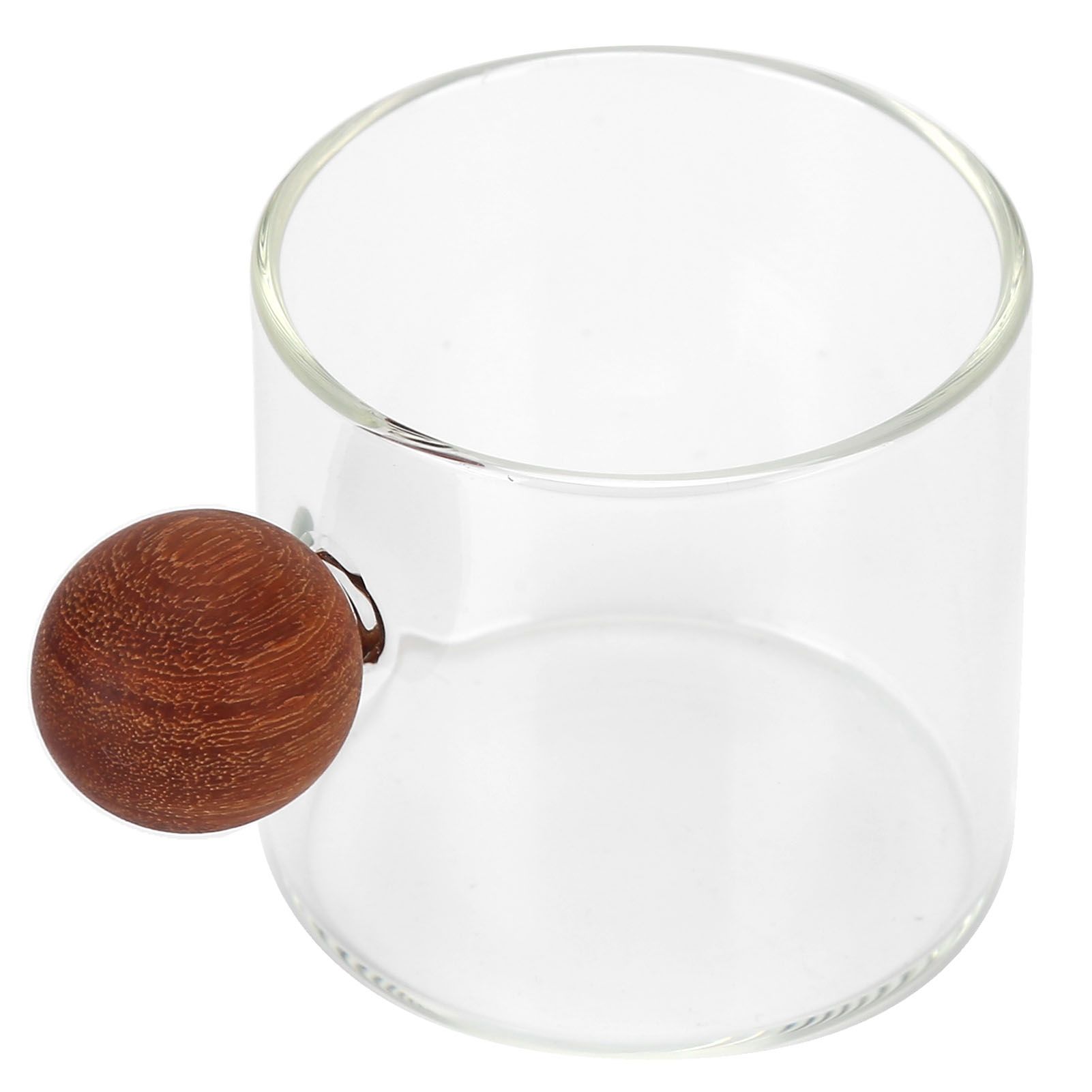 Glass Coffee Cup Clear Heatproof Glass Coffee Mug with Wooden Ball Handle for view 8