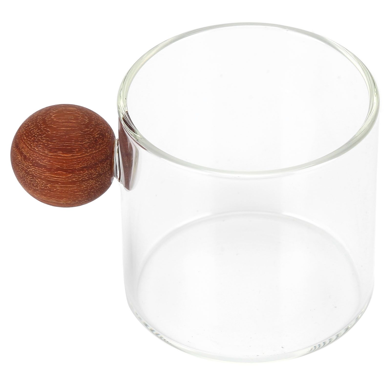 Glass Coffee Cup Clear Heatproof Glass Coffee Mug with Wooden Ball Handle for view 9