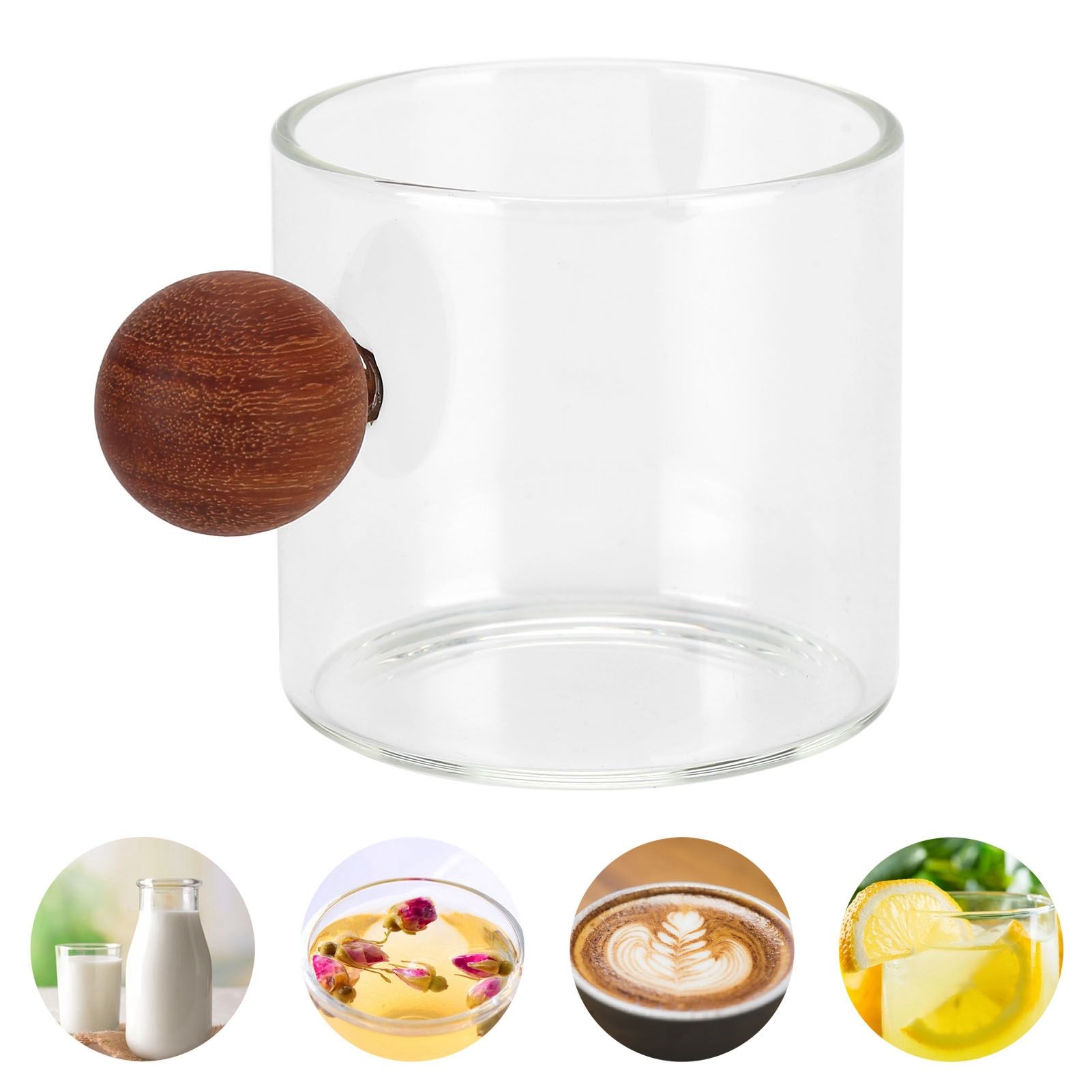 Glass Coffee Cup Clear Heatproof Glass Coffee Mug with Wooden Ball Handle for view 12
