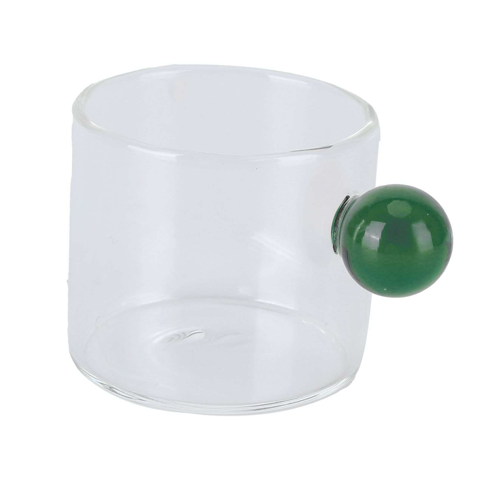Teacup Glass Mug Transparent Heat Resistant Glass Coffee Cup with Ball Handle