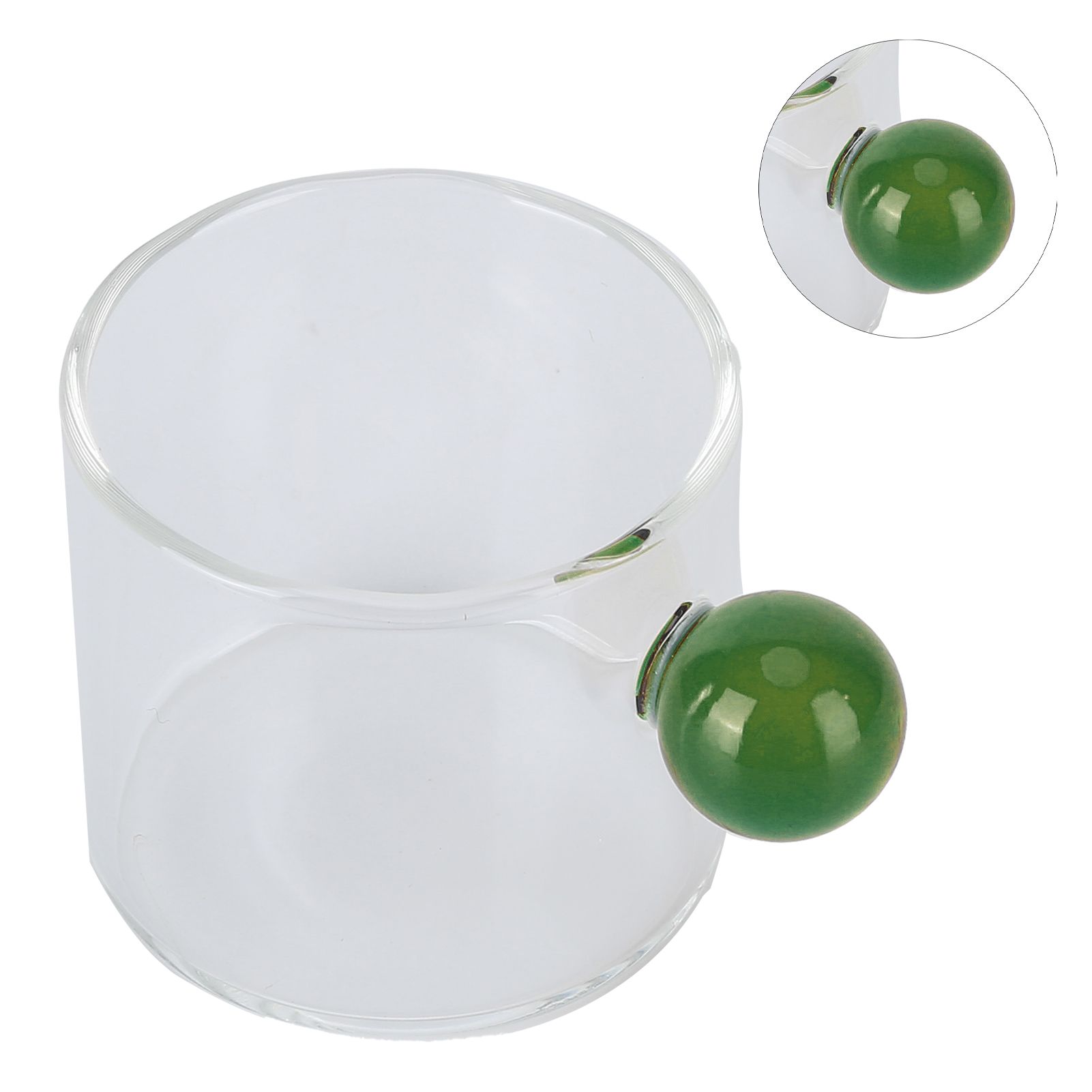 Teacup Glass Mug Transparent Heat Resistant Glass Coffee Cup with Ball Handle view 2