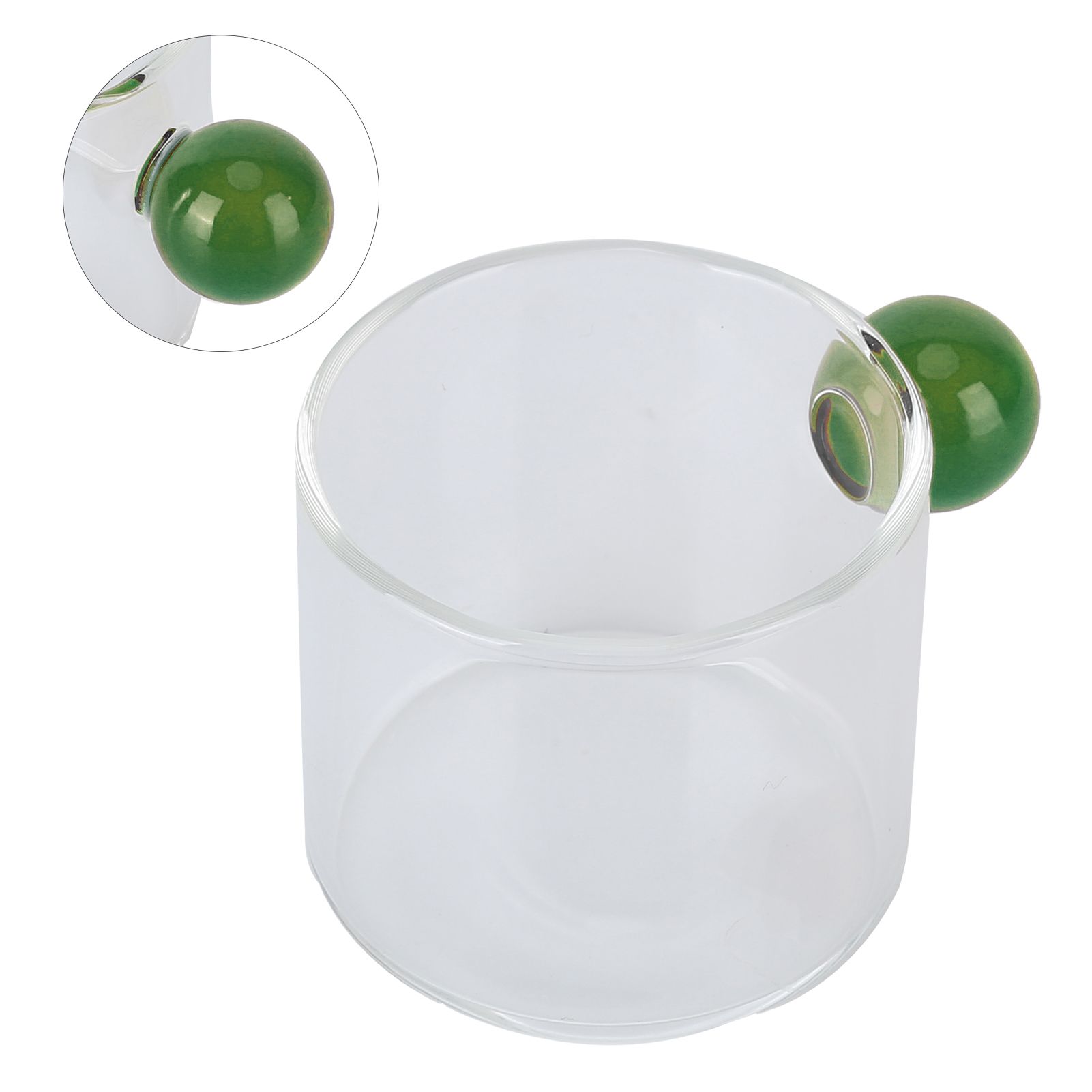 Teacup Glass Mug Transparent Heat Resistant Glass Coffee Cup with Ball Handle view 6